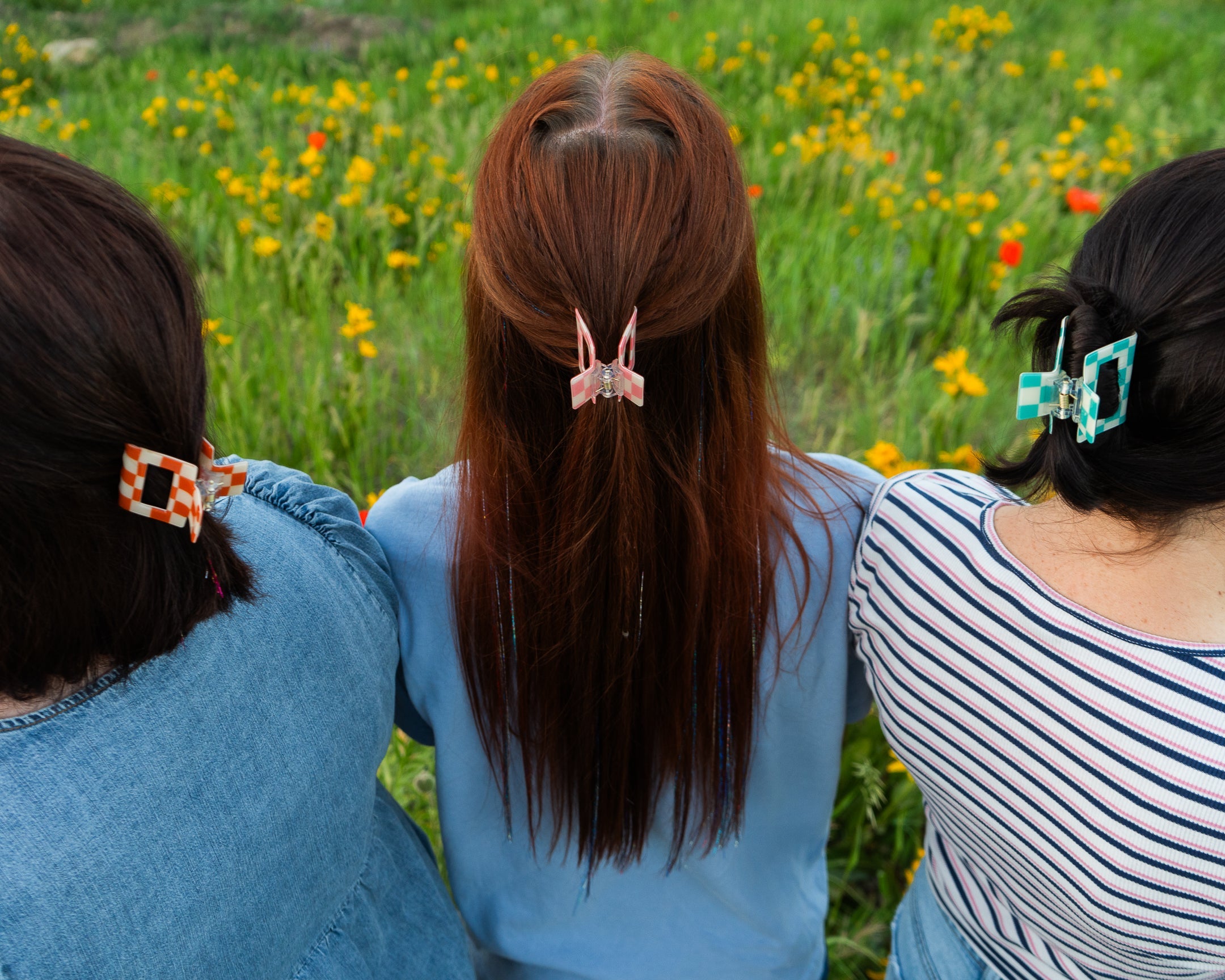 Sunny Check- Tangerine | Claw Clip