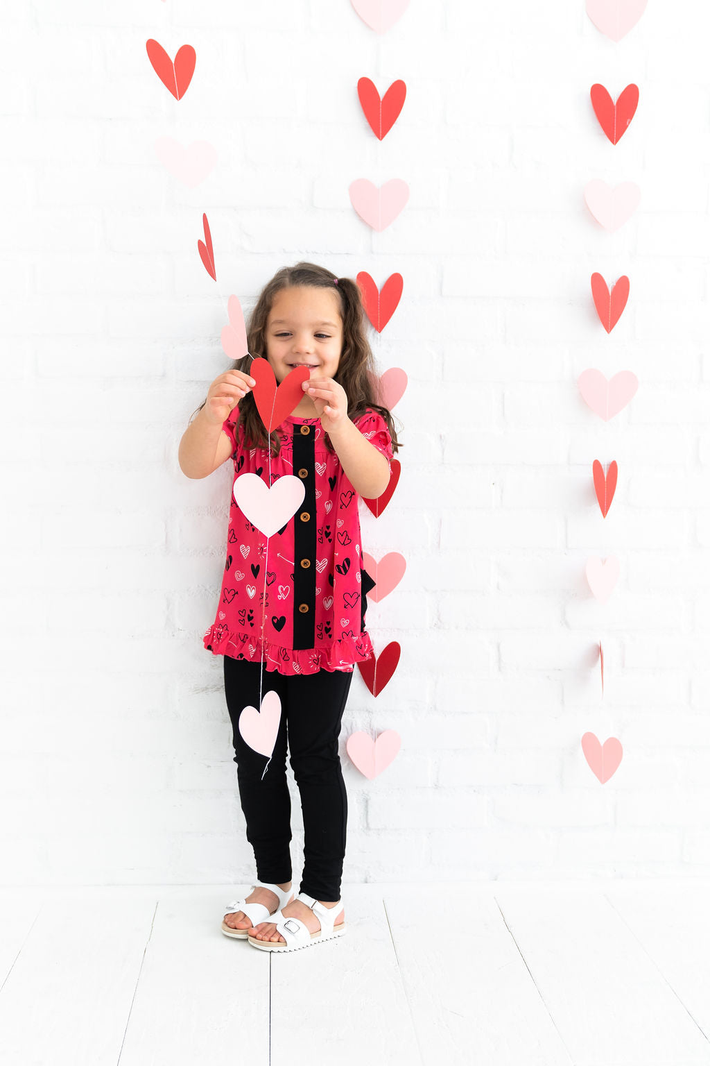 Heart Doodles Pink Bamboo Short Sleeve Peplum + Legging Set