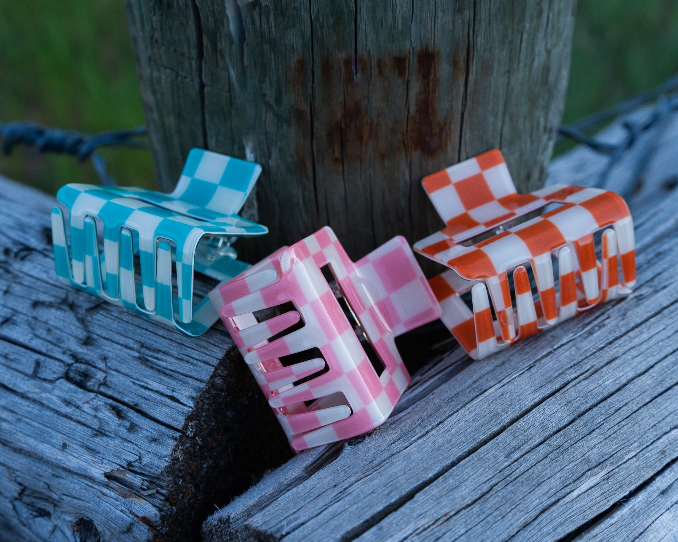 Sunny Check- Turquoise | Claw Clip