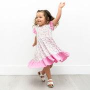 Lavender Unicorns Bamboo Ruffle Spin Dress
