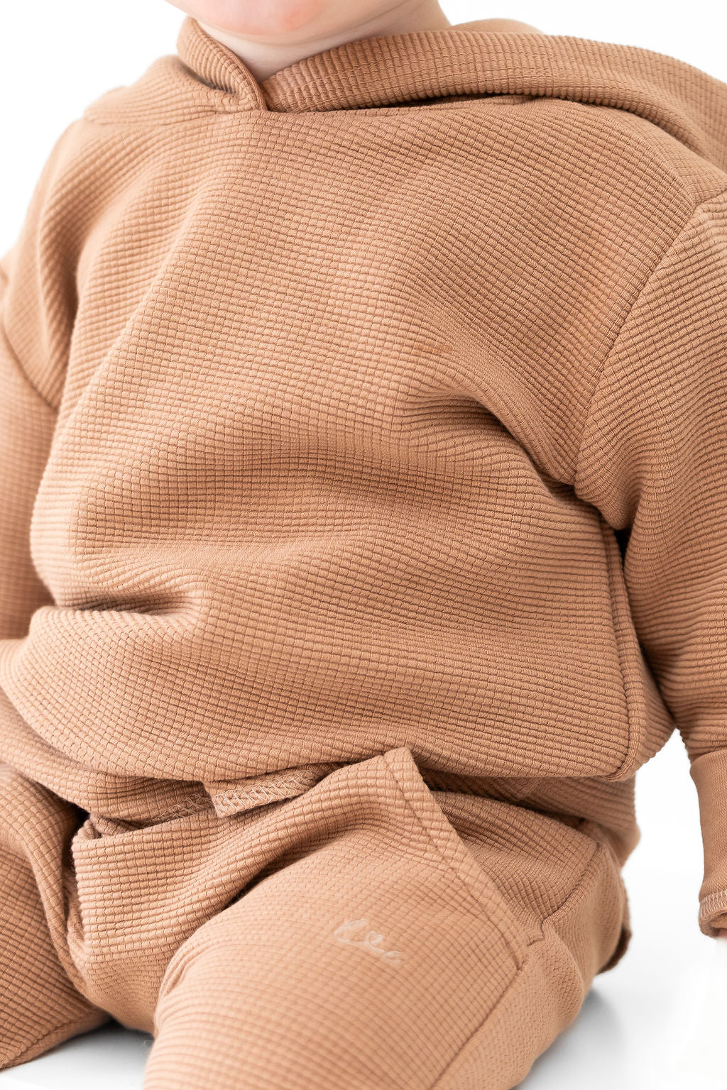 Umber Waffle Knit Hooded Pullover