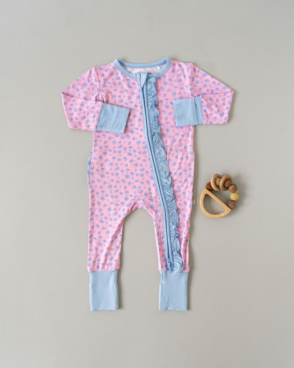 Lillian Leopard Bamboo Ruffle Convertible Footie (2t-4t)