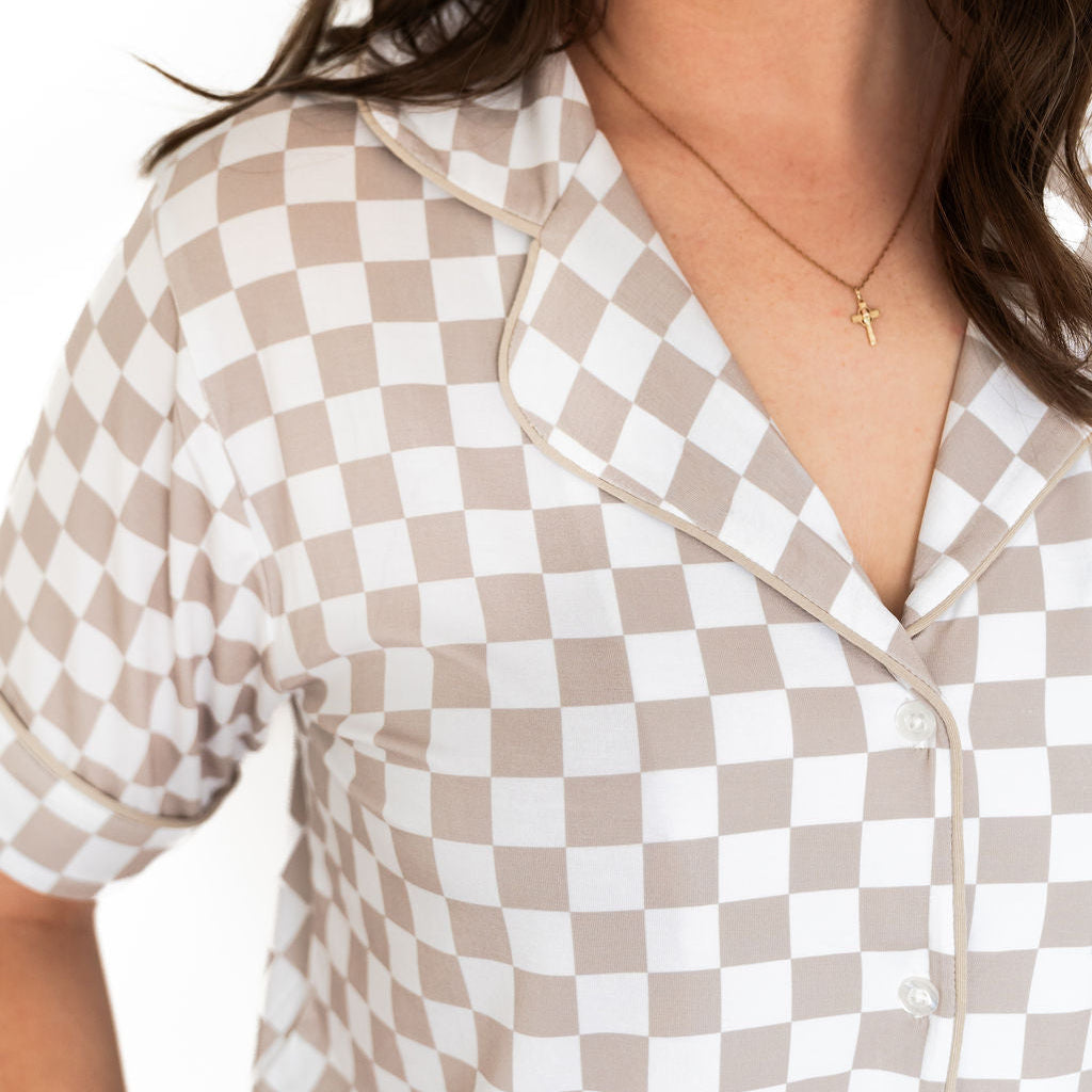Button-up Luxe Short Sleeve Adult Pajamas