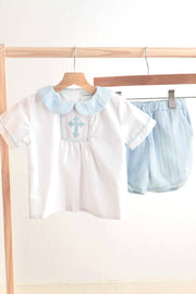 Blue Easter Cross Hand-smocked Boy Set