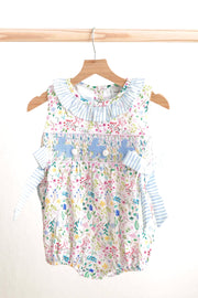 Floral Easter Bunny Hand-smocked Girl Bubble
