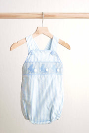 Blue Easter Bunny Hand-smocked Boy Bubble