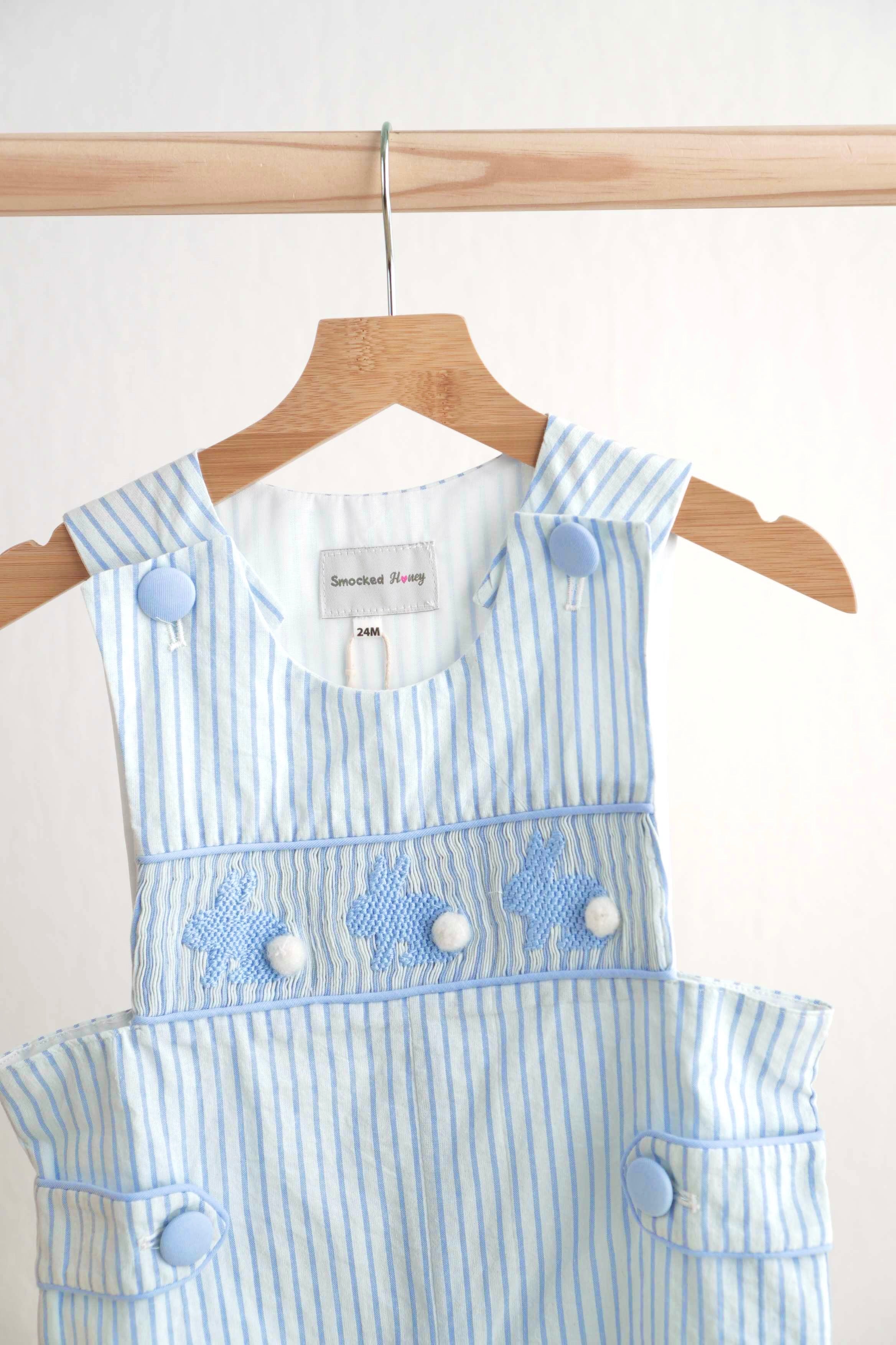 Blue Easter Bunny Hand-smocked Boy Jonjon