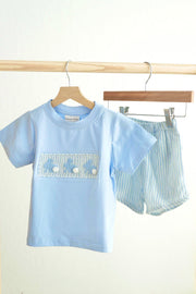 Blue Easter Bunny Hand-smocked Boy Set