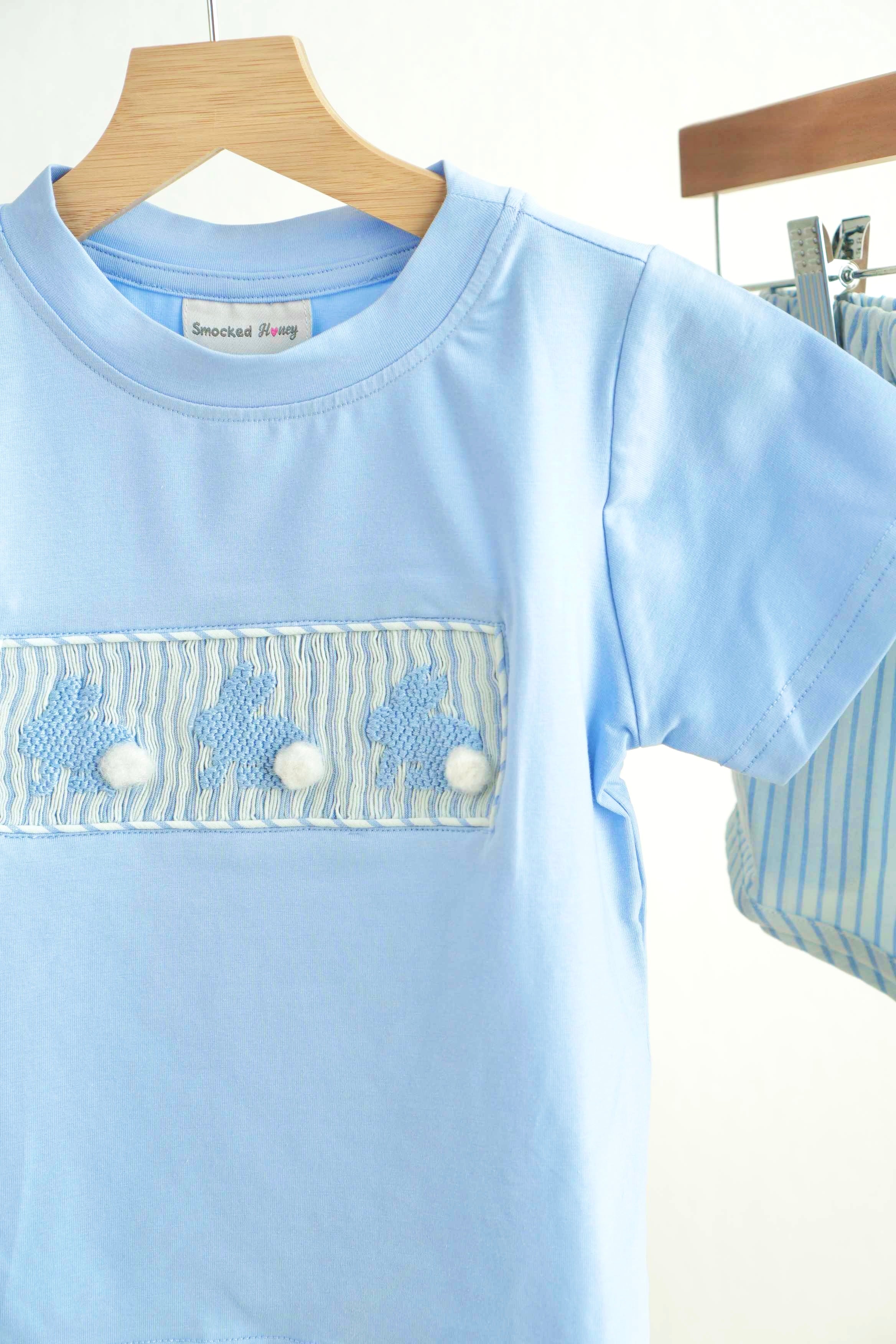Blue Easter Bunny Hand-smocked Boy Set