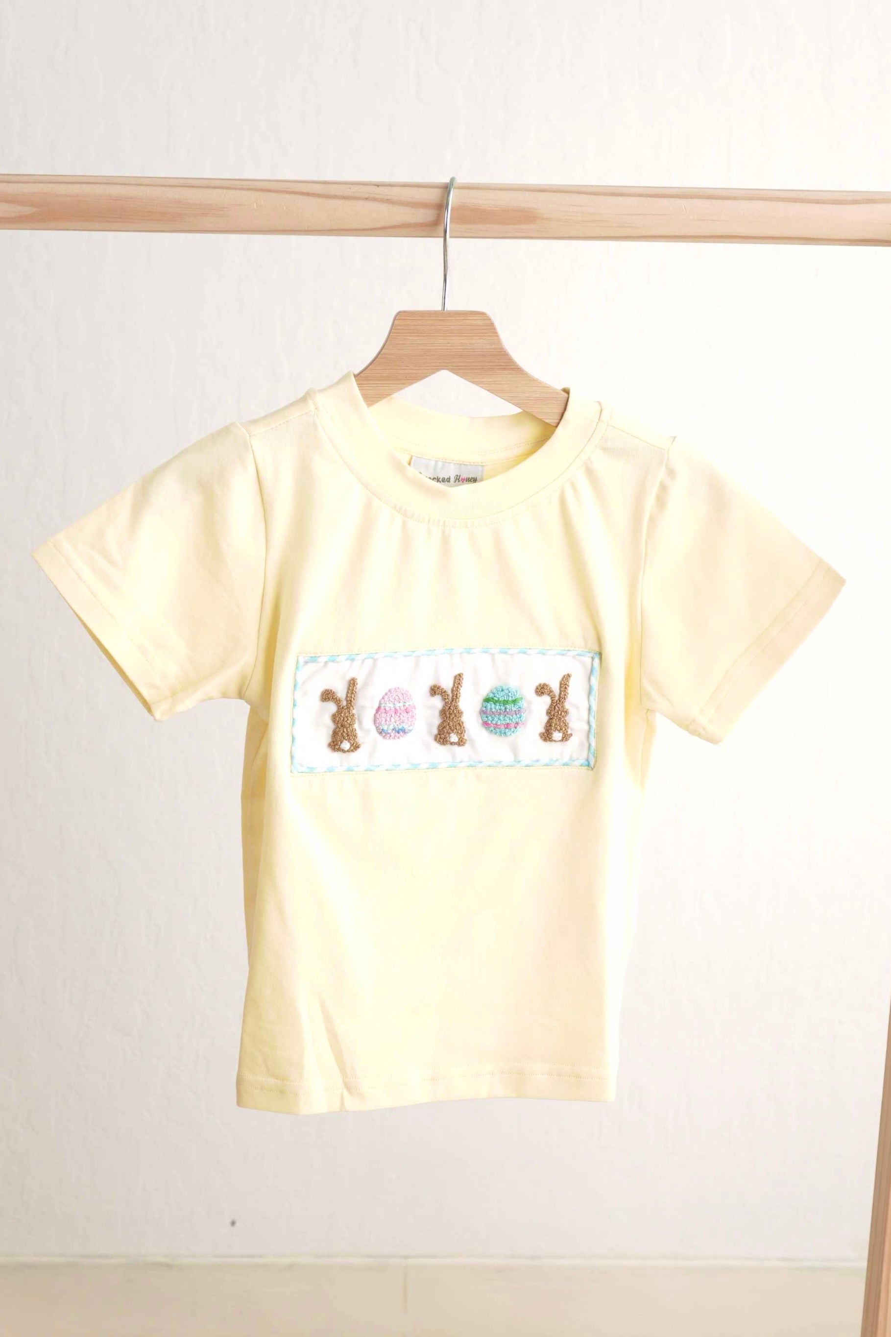 Mustard Easter Bunny Egg French Knot Top