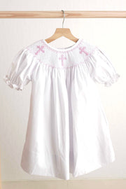 Pink Easter Cross Hand-smocked Girl Dress