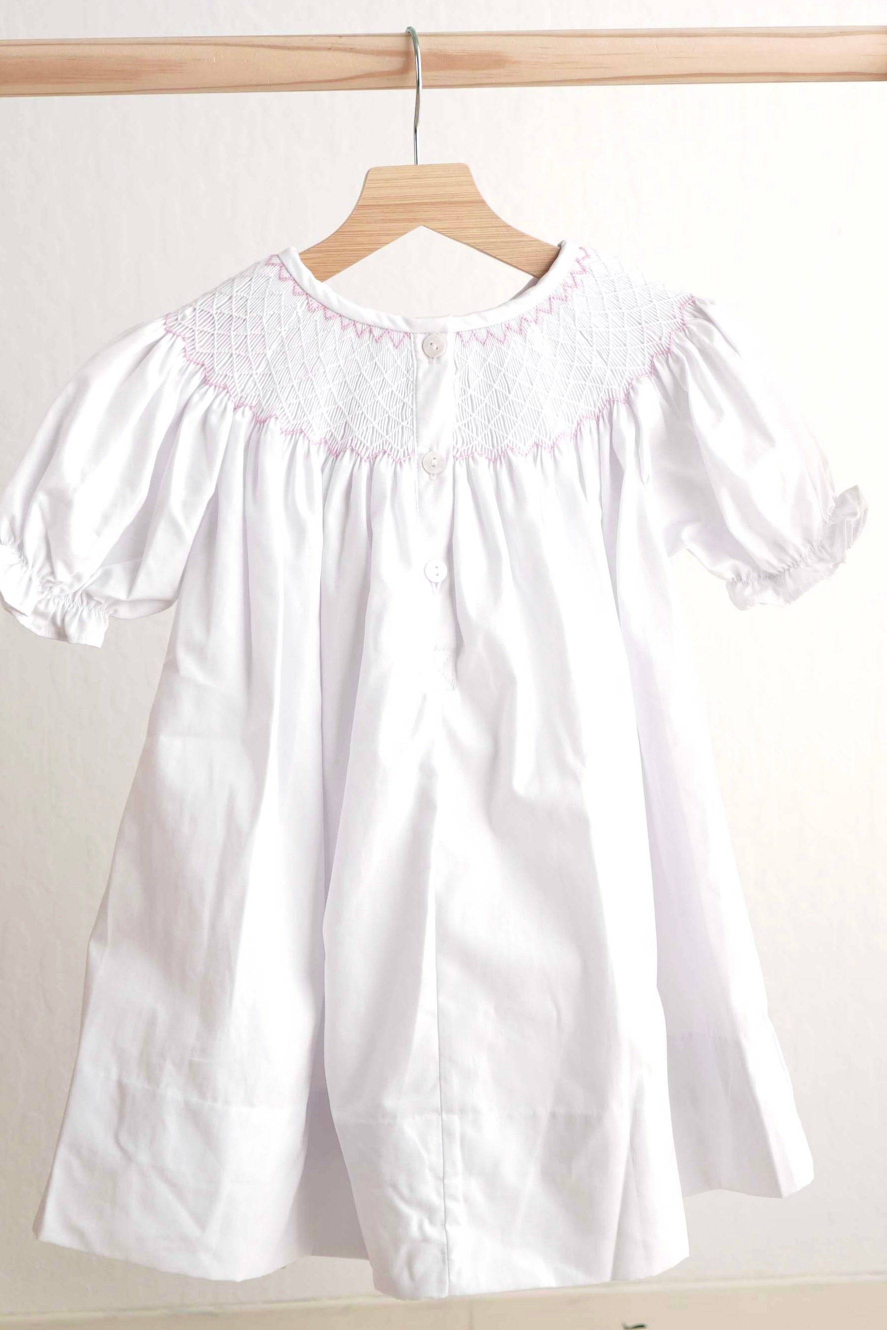 Pink Easter Cross Hand-smocked Girl Dress