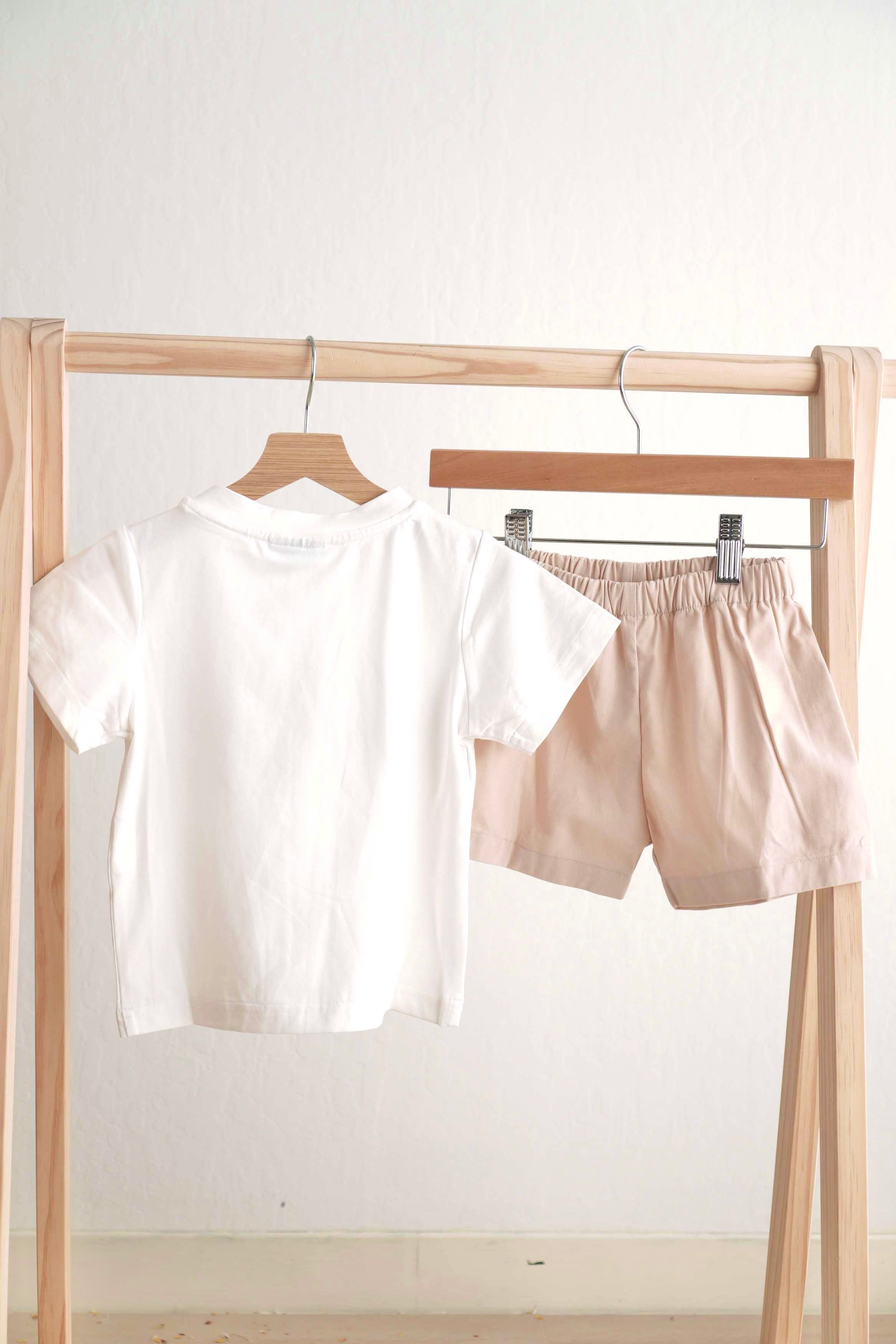 Khaki He Is Risen Hand-smocked Boy Set