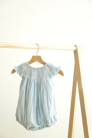 Blue Easter Cross Hand-smocked Girl Bubble