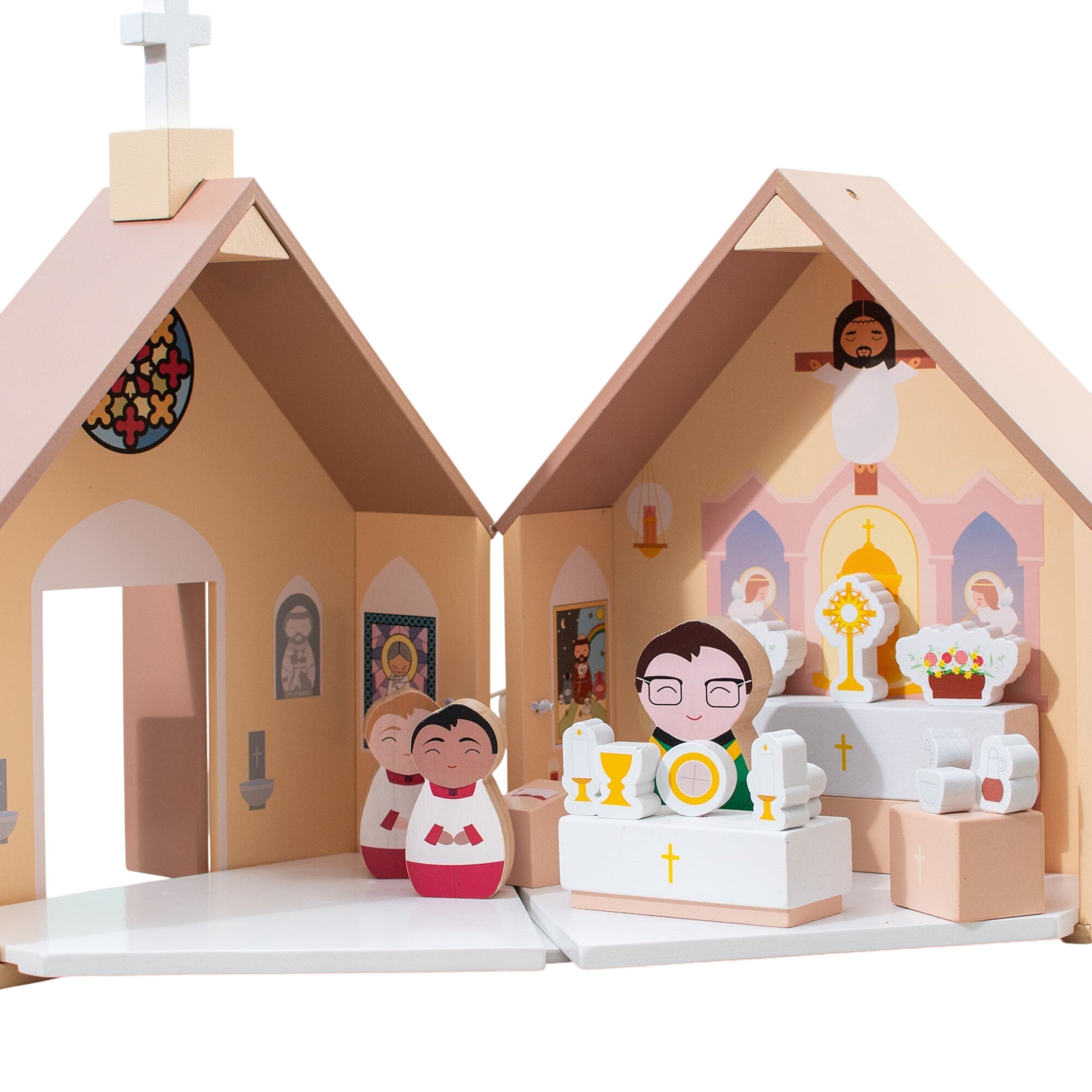 Wooden Catholic Church Playset