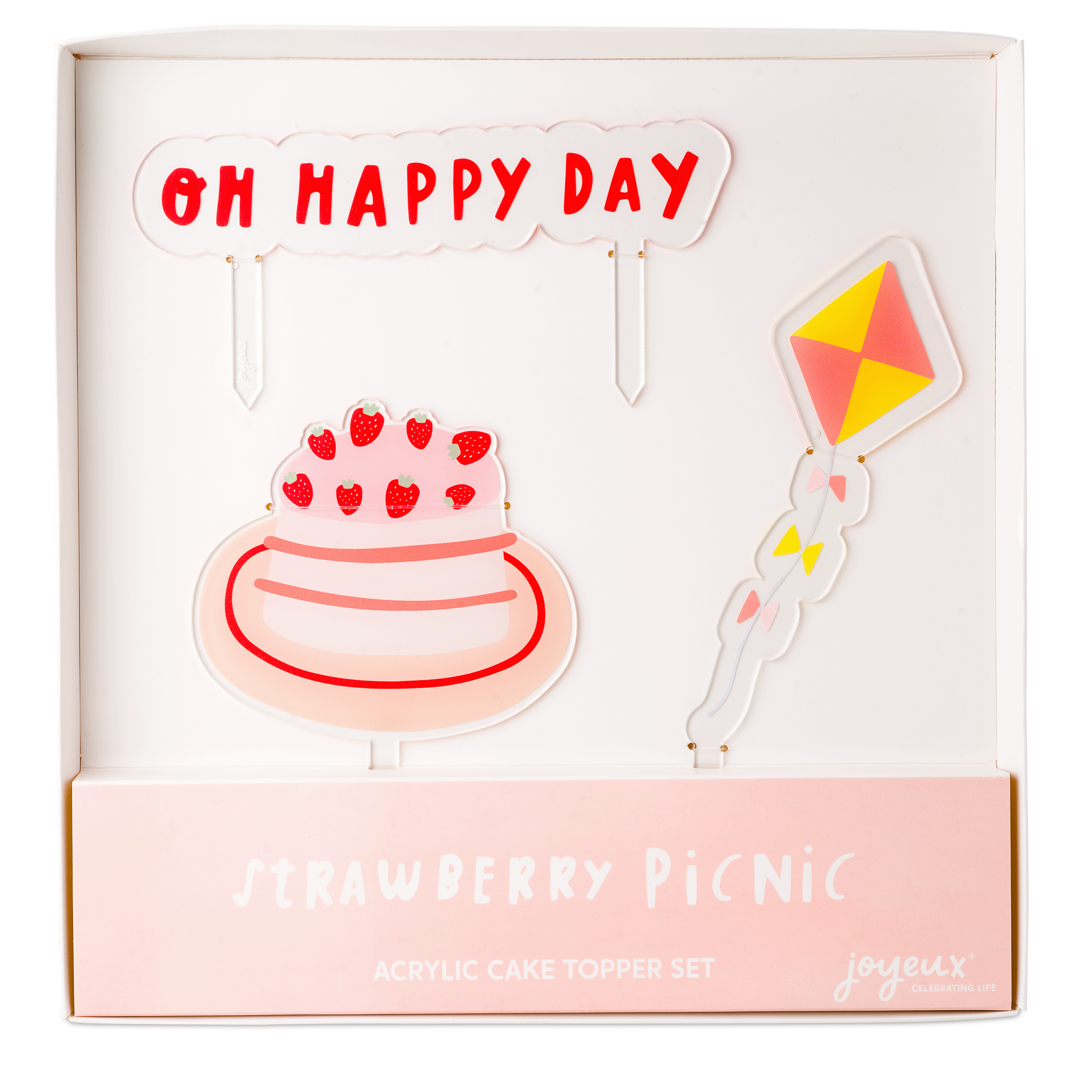 Strawberry Picnic Acrylic Cake Topper Set