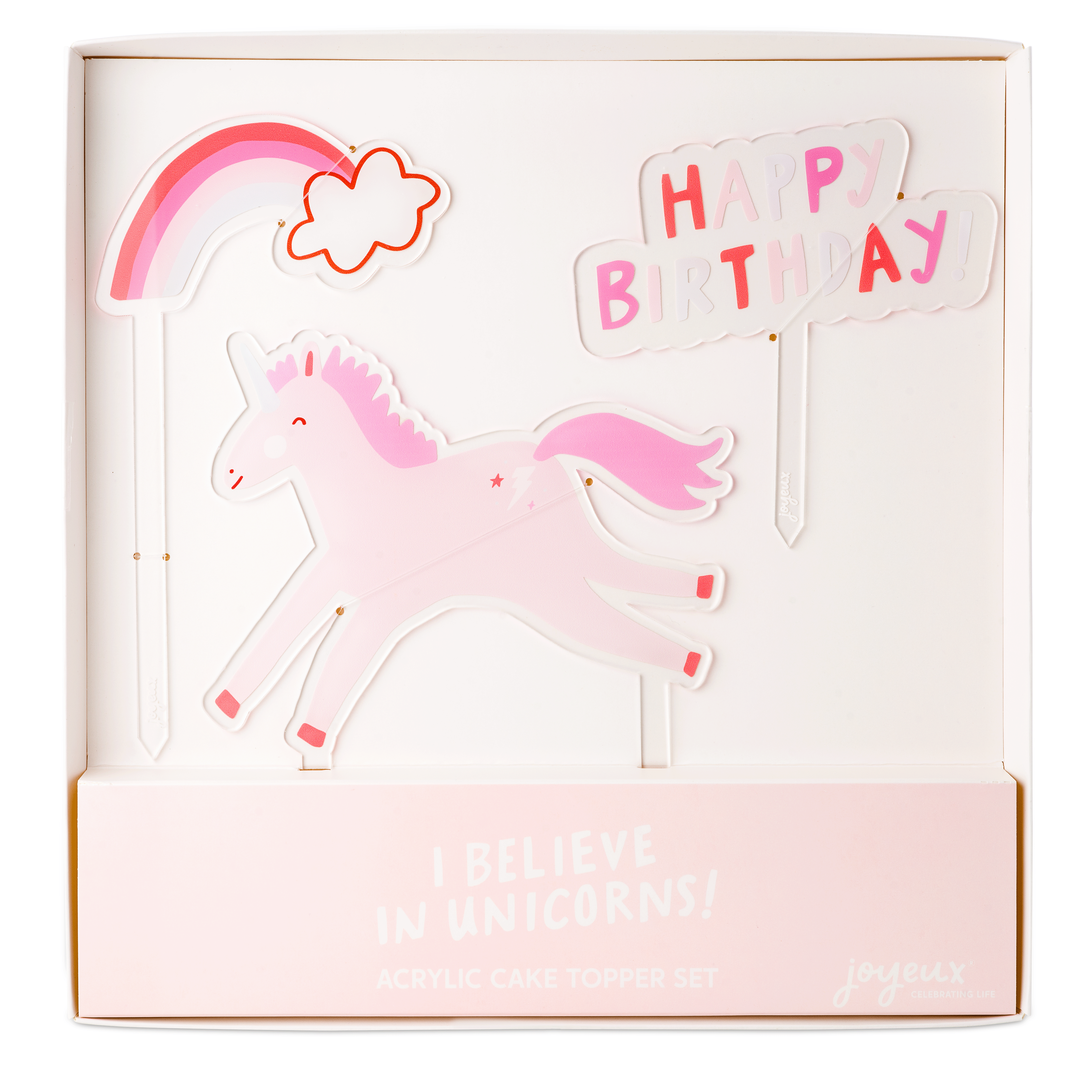 I Believe In Unicorns Acrylic Cake Topper Set