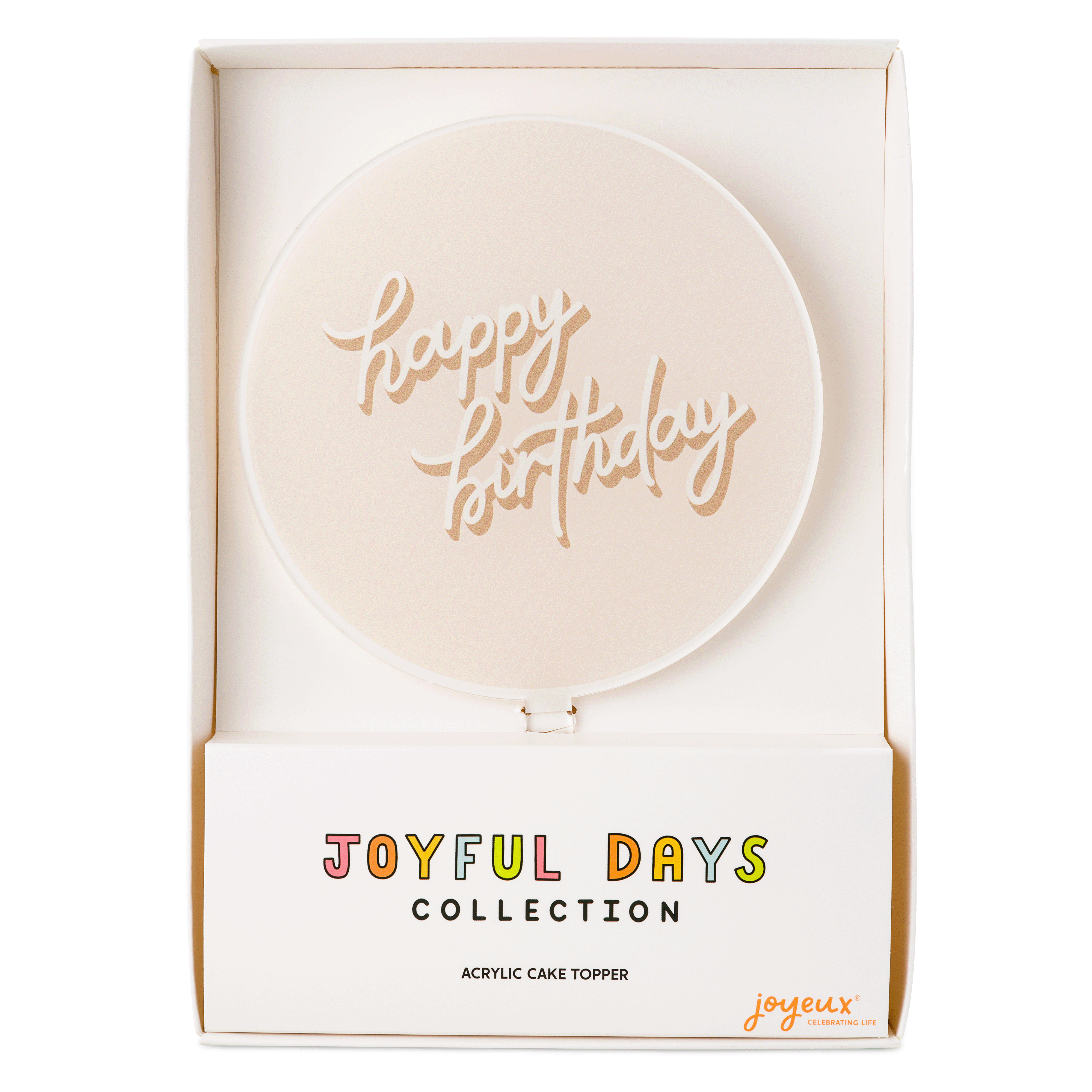 Happy Birthday Taupe Acrylic Cake Topper