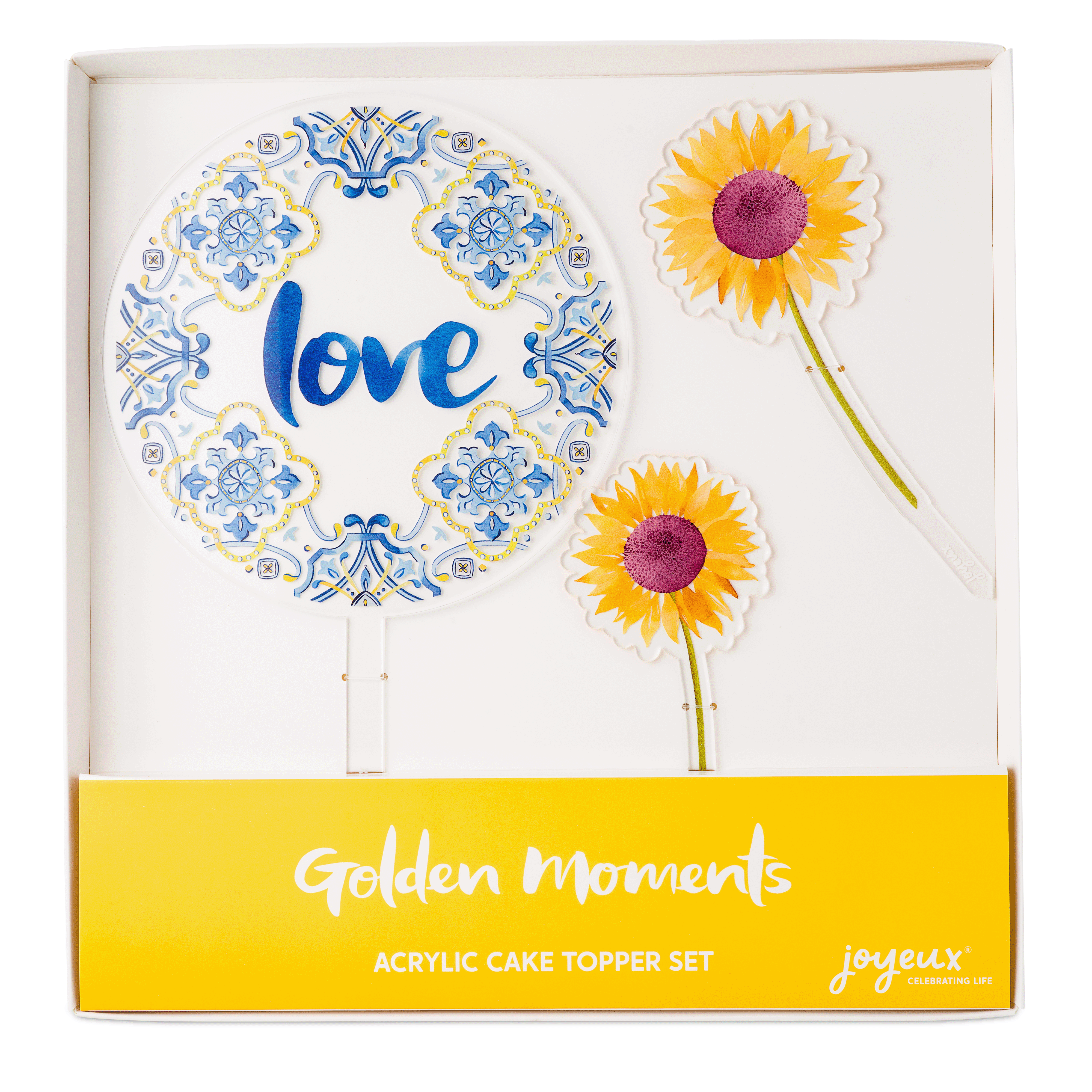 Golden Moments Sunflower Acrylic Cake Topper Set