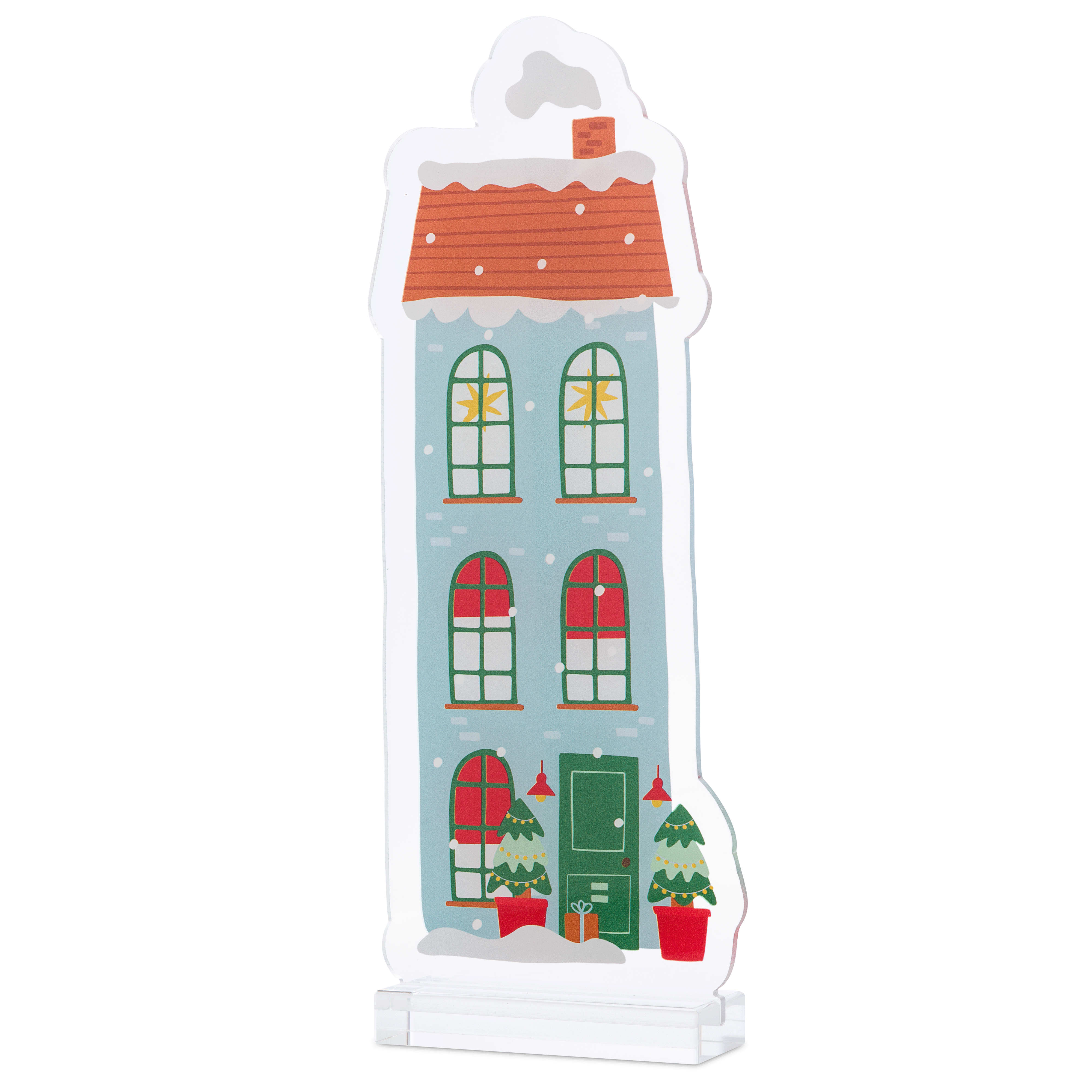 Merry & Bright Acrylic Christmas Village- Blue Townhouse