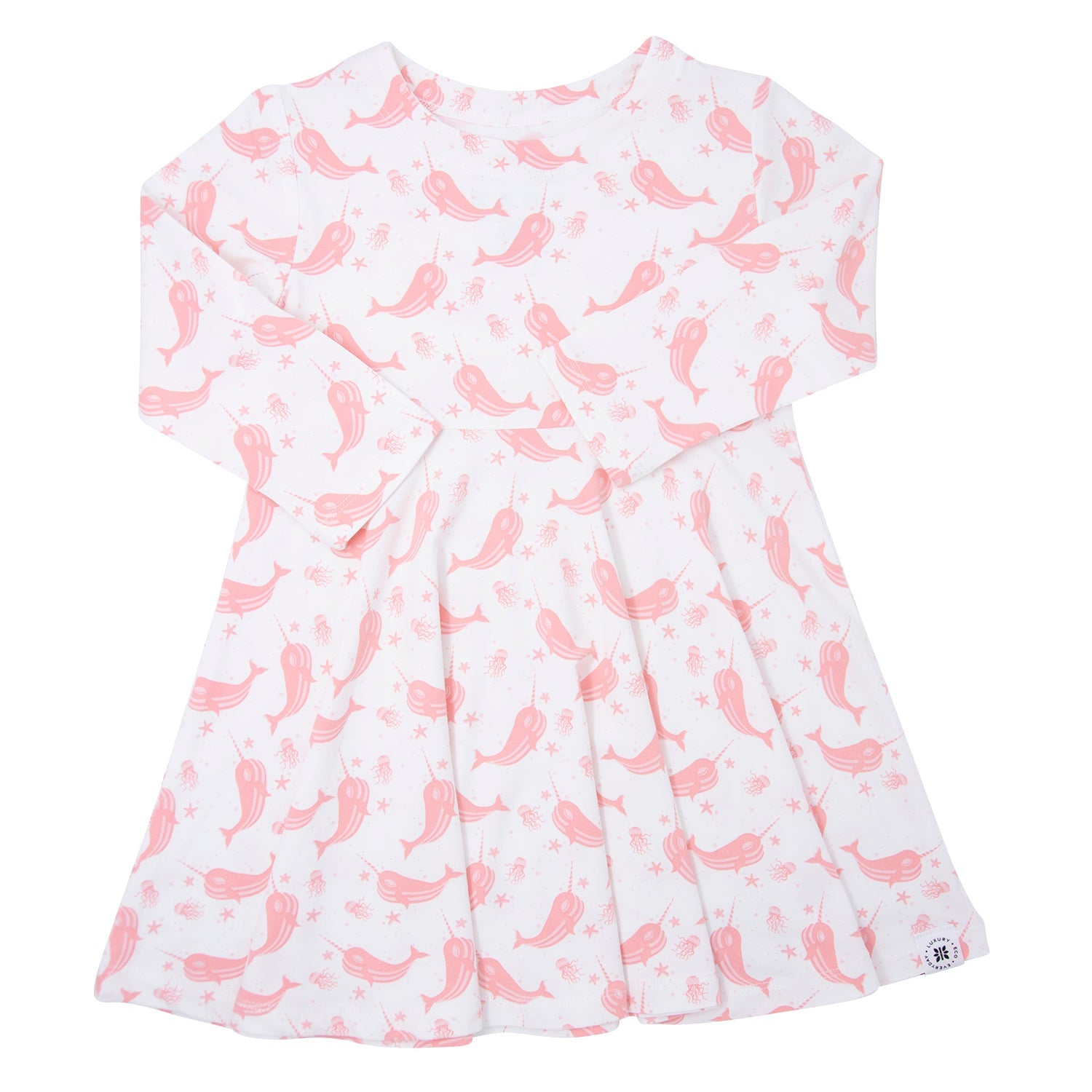 Swirly Girl Dress - Narwhal Pink