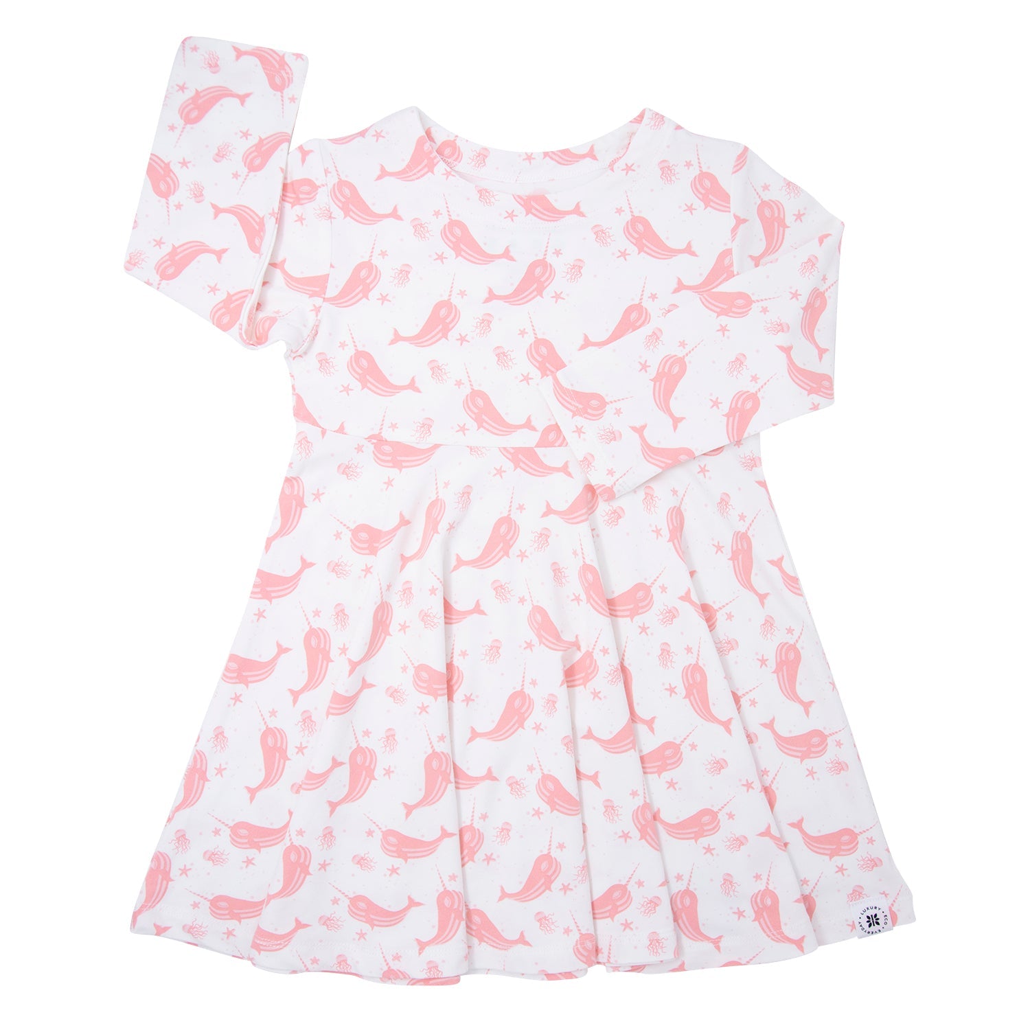 Swirly Girl Dress - Narwhal Pink