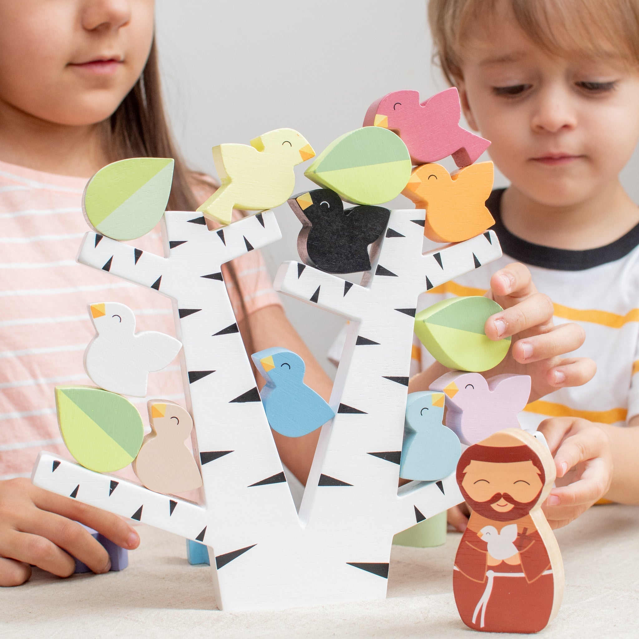 St. Francis Preaches To The Birds Wooden Stacking Toy - No Box