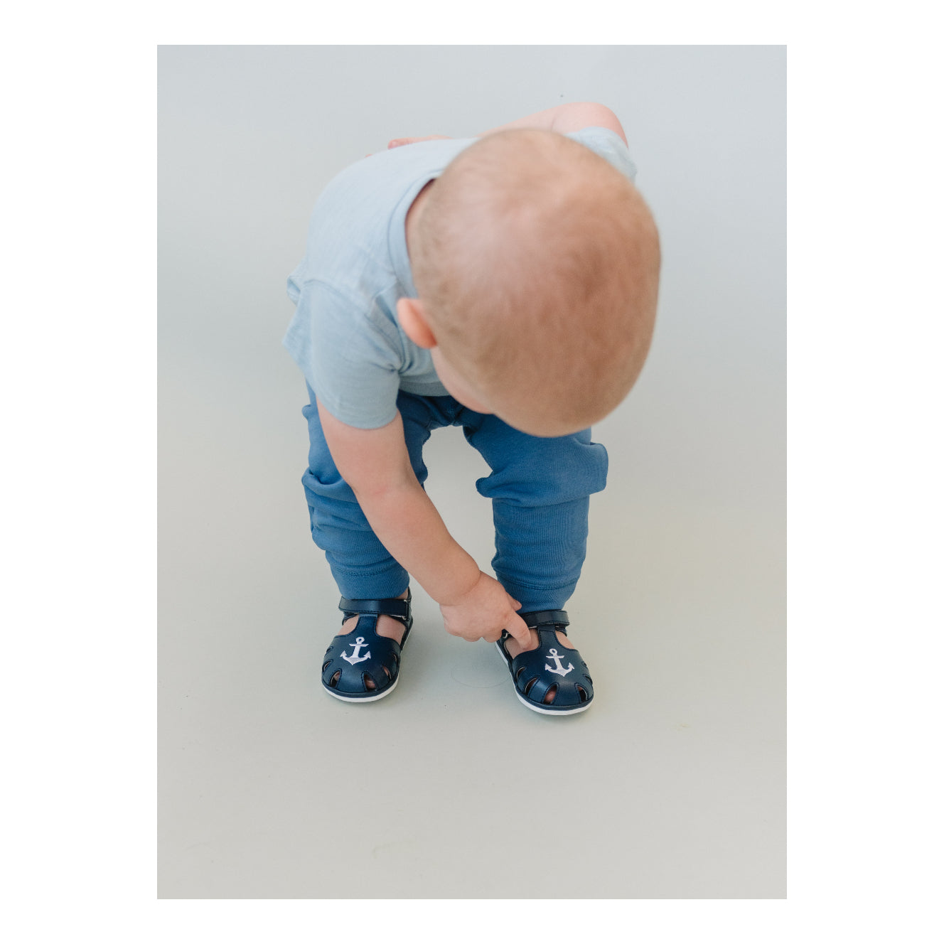 Sawyer Nautical Caged Leather Sandal (baby)