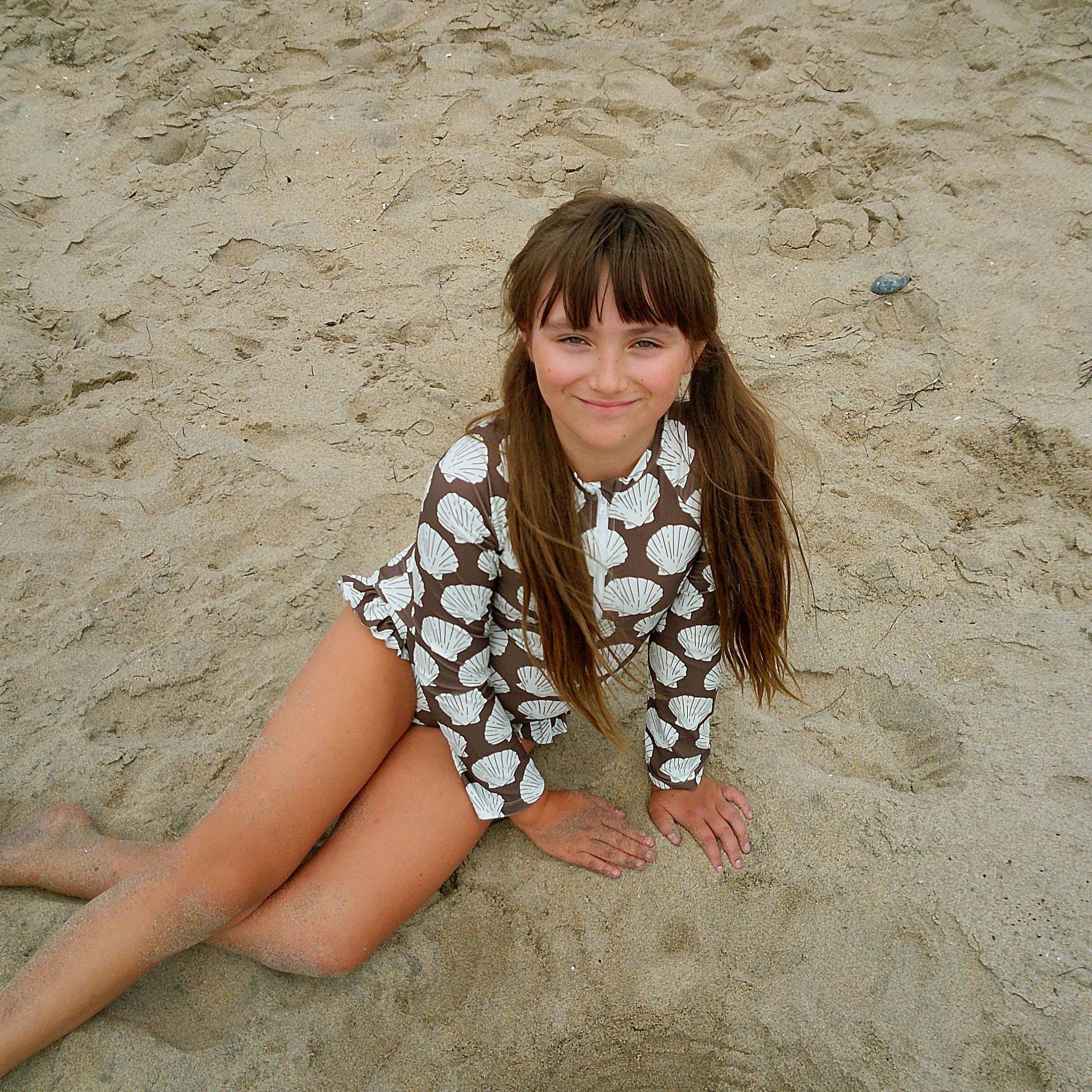 Girl's Long Sleeve Swimsuit | Seashells