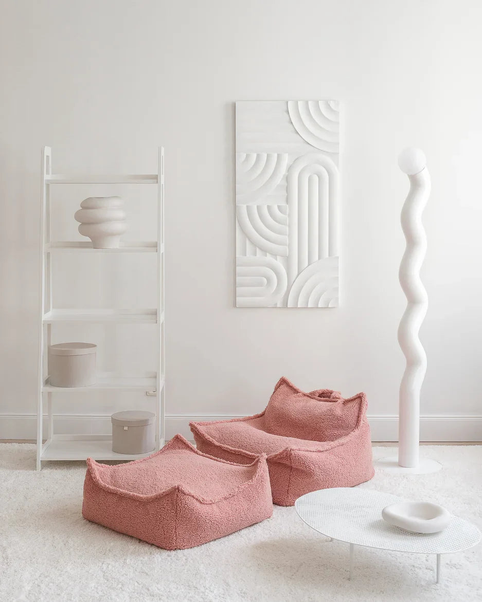 Guava Pink Beanbag Chair And Ottoman Set