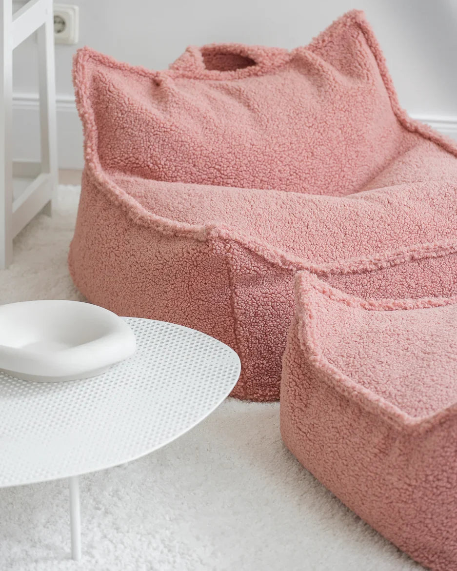 Guava Pink Beanbag Chair And Ottoman Set