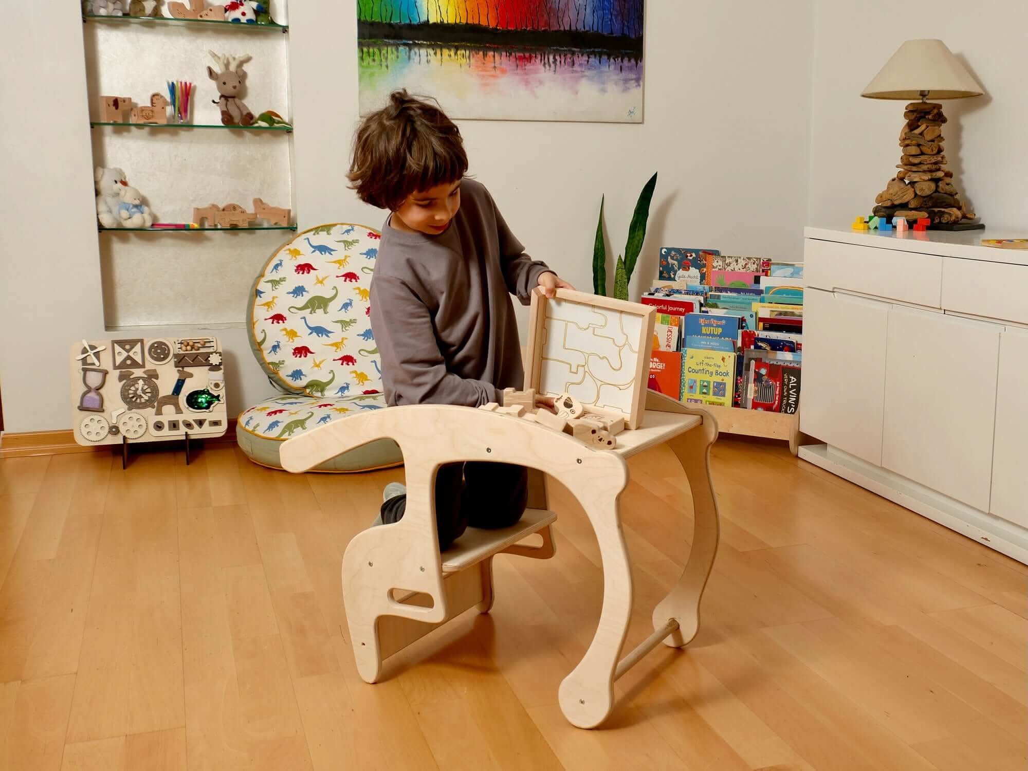 Wooden Safari Animal Puzzle Box For Toddlers