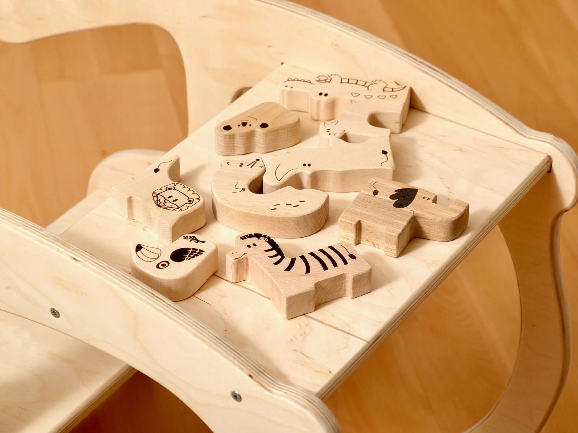 Wooden Safari Animal Puzzle Box For Toddlers