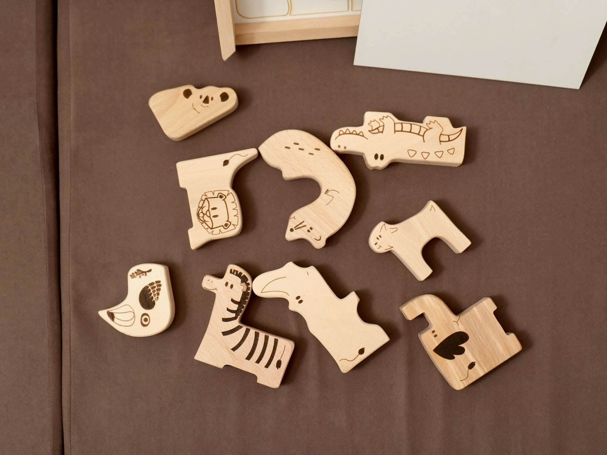 Wooden Safari Animal Puzzle Box For Toddlers