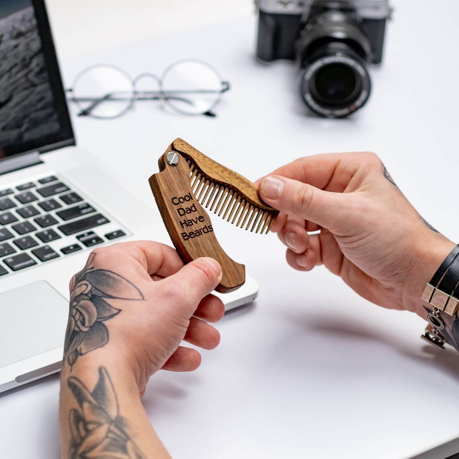 Wooden Beard Comb - Bearded And Brave
