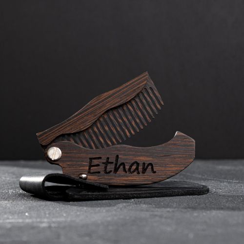 Wooden Beard Comb - Brave Man