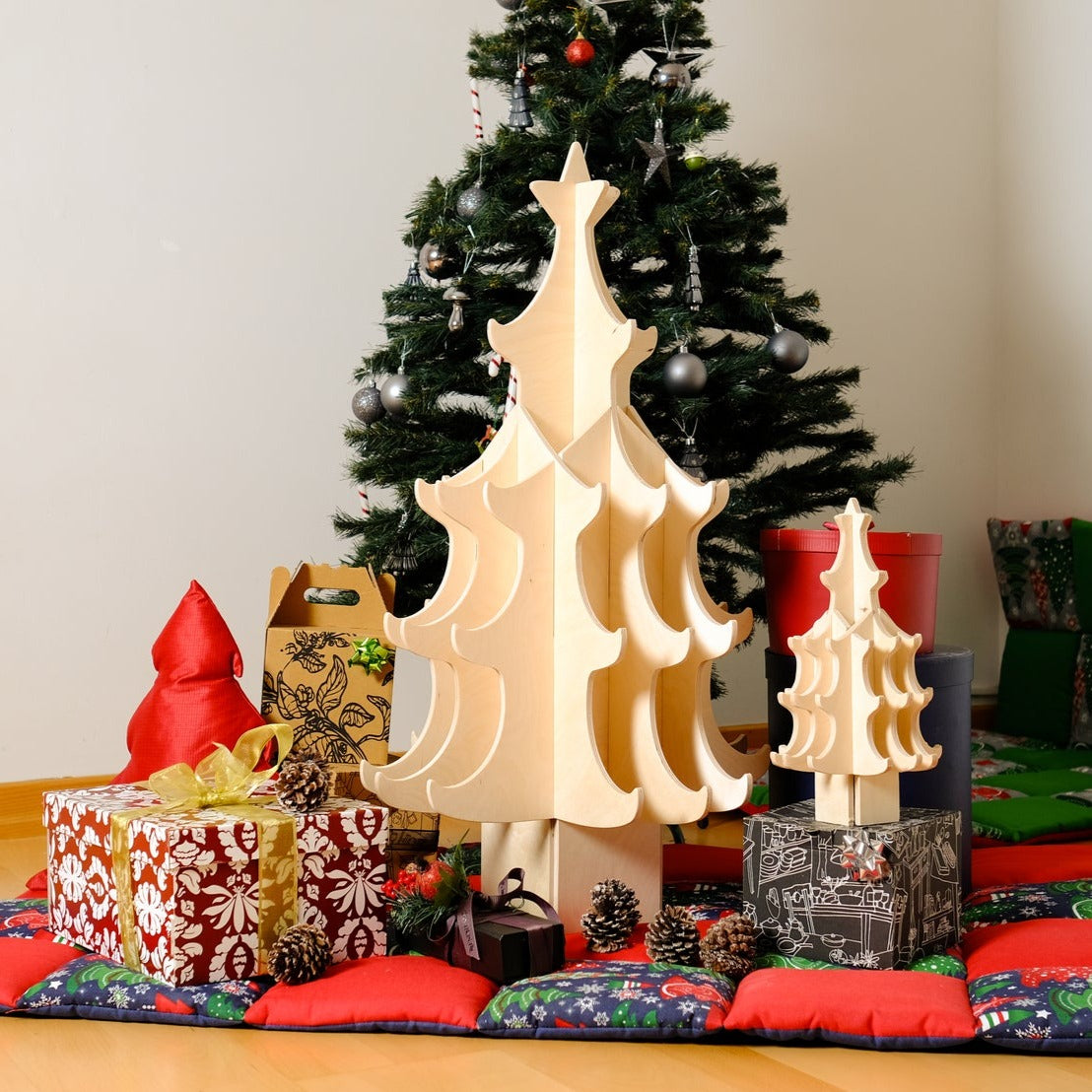 Montessori Wooden Christmas Tree & Felt Ornaments Set