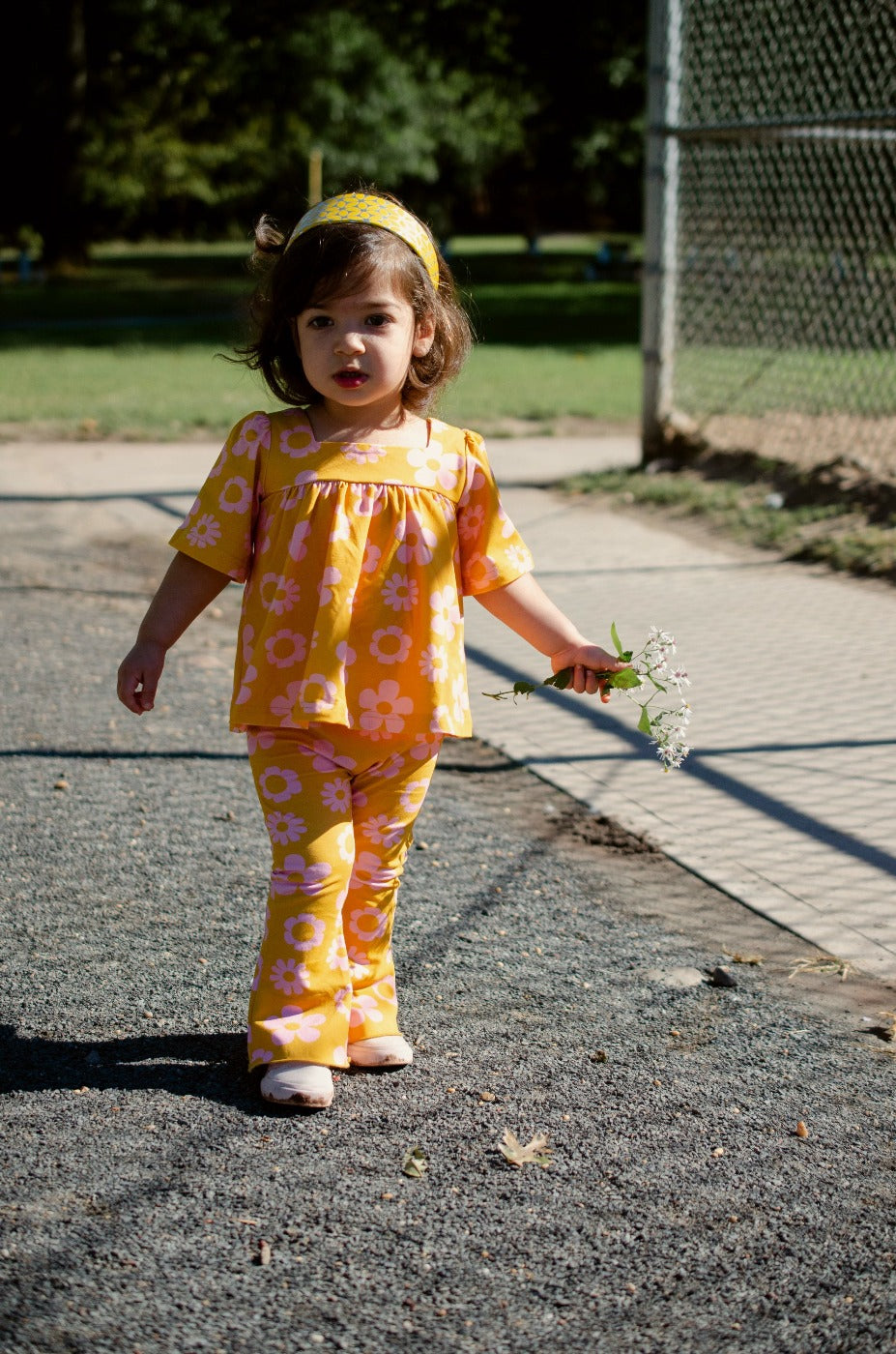 Printed Daisy Jersey Knit Bell Bottoms For Baby Toddler And Girls