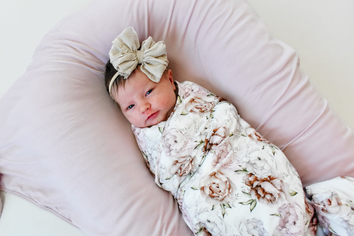 Champagne | Skinny Mini Nylon Ruffled Baby Headband