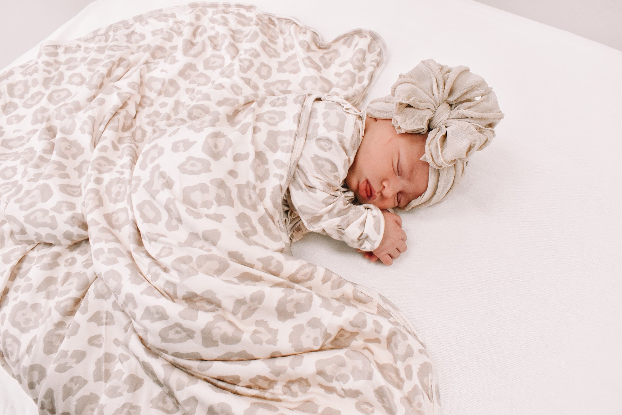 Natural Leopard | Bamboo Plush Baby Blanket