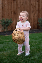 Spring Plaid Henley Romper