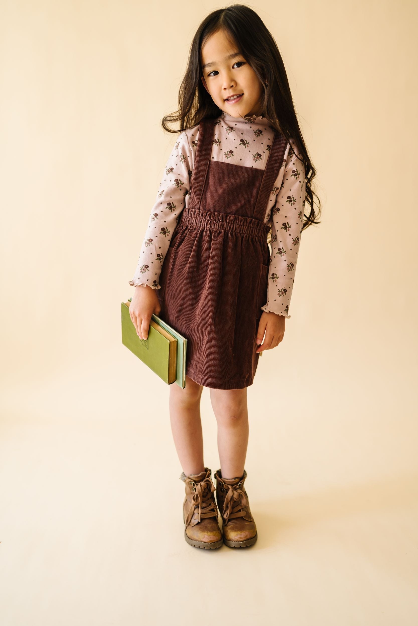 Organic Corduroy Pinafore Dress - Plum