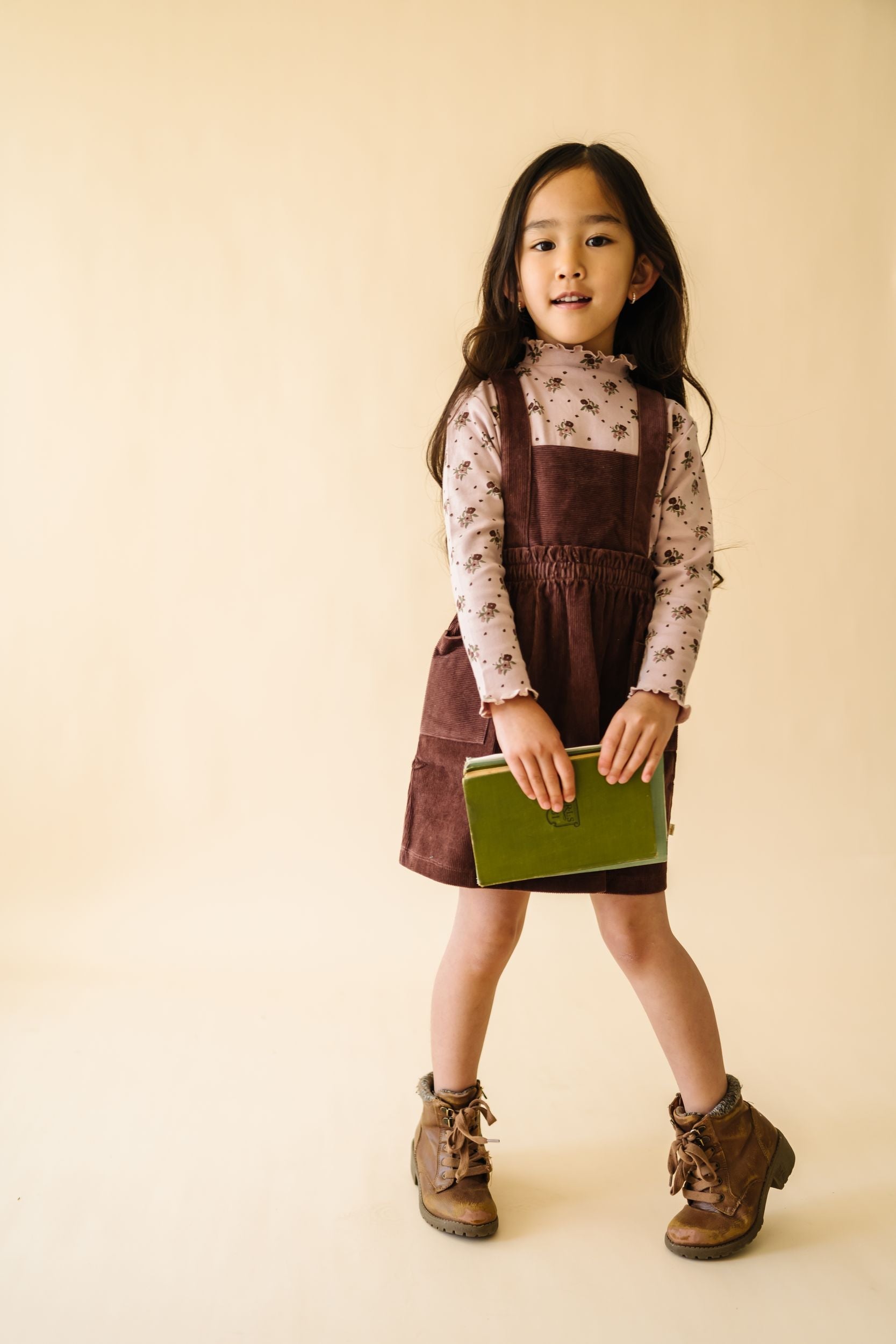 Organic Corduroy Pinafore Dress - Plum