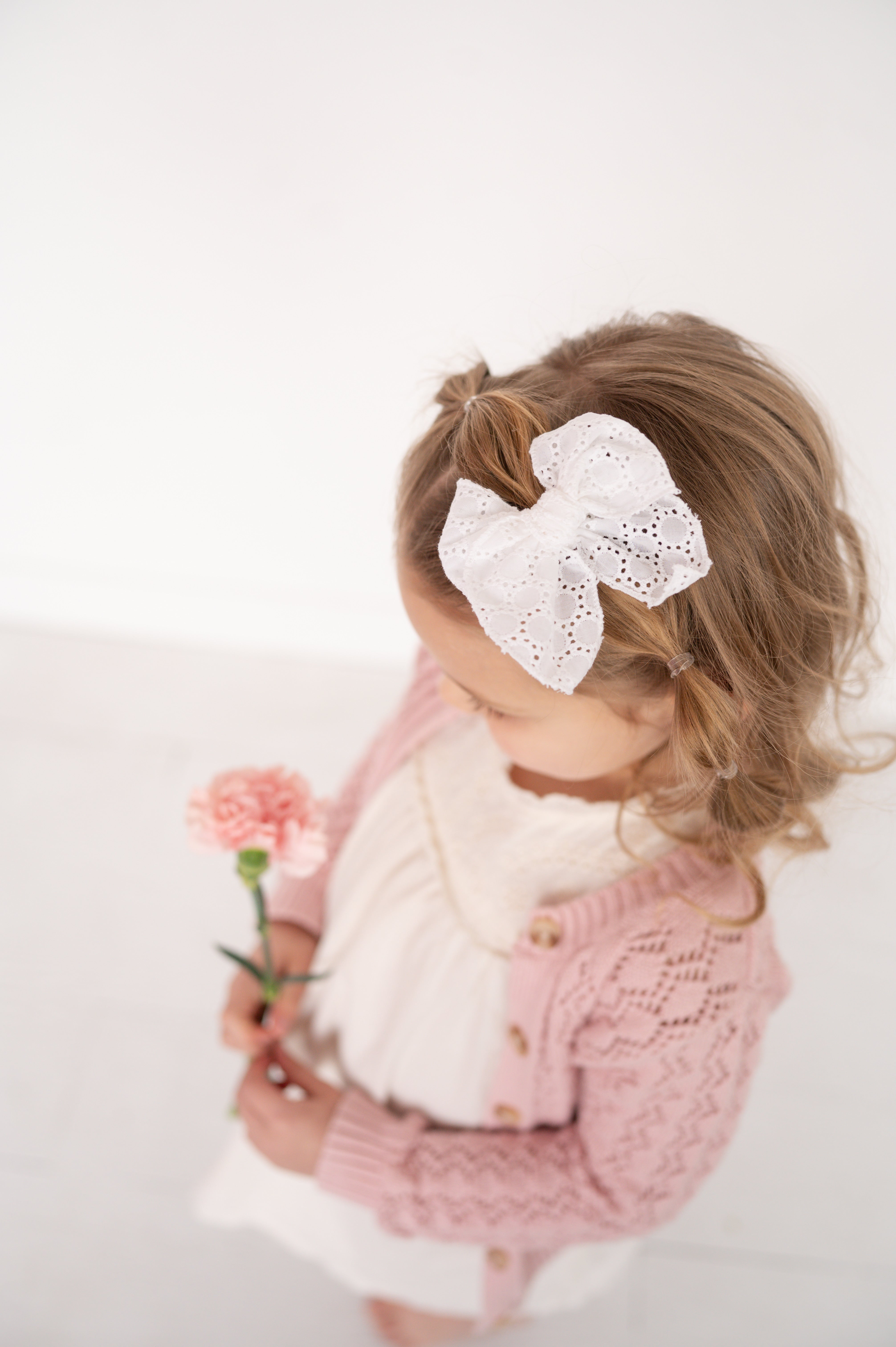 White Eyelet | Petite Party Bow