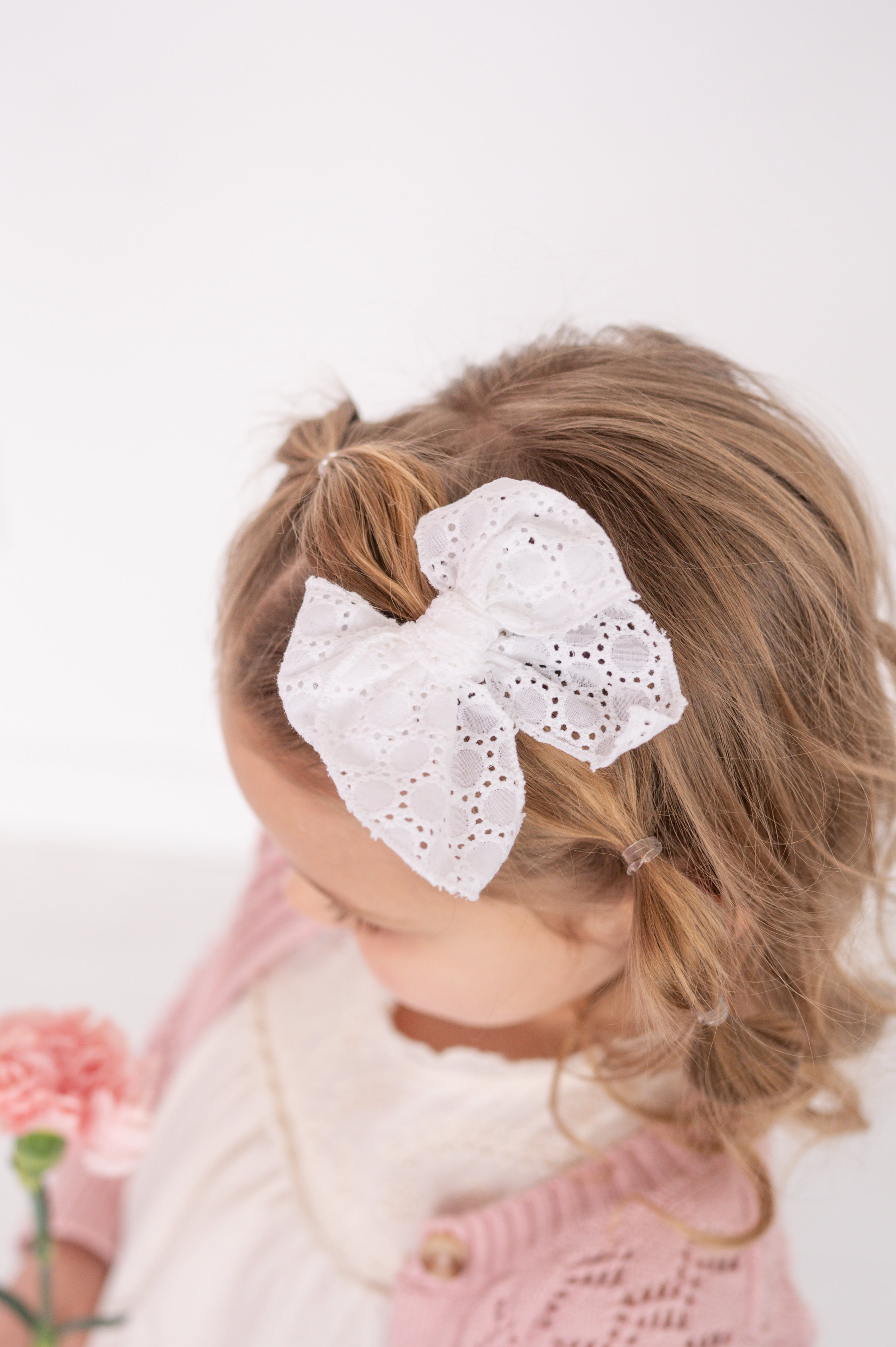 White Eyelet | Petite Party Bow