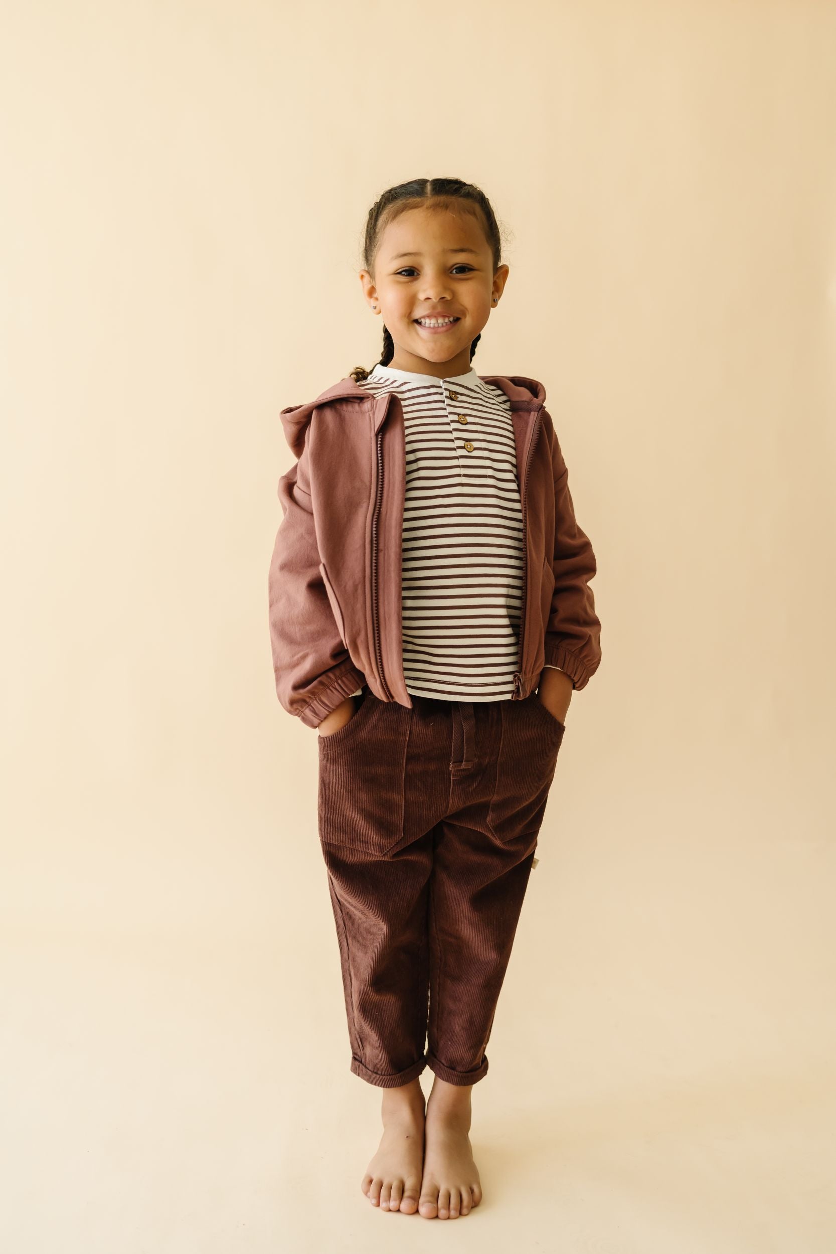 Organic Tee And Corduroy Pant Set - Plum