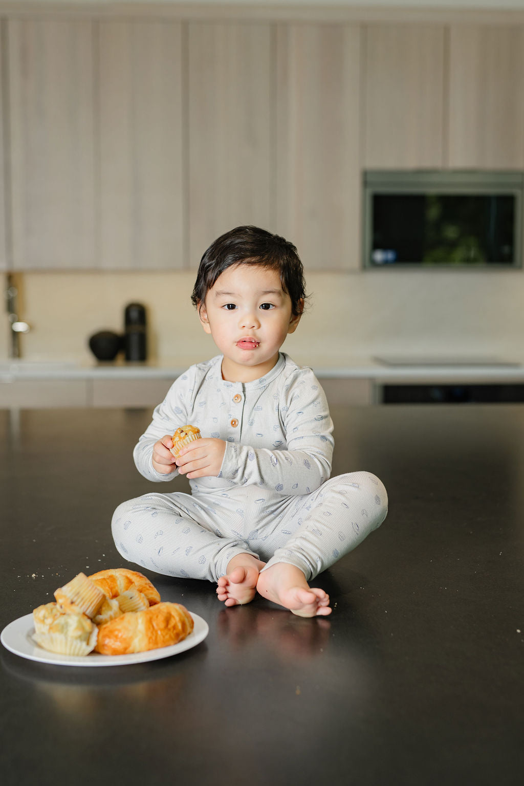 Breakfast Print Pj-grey