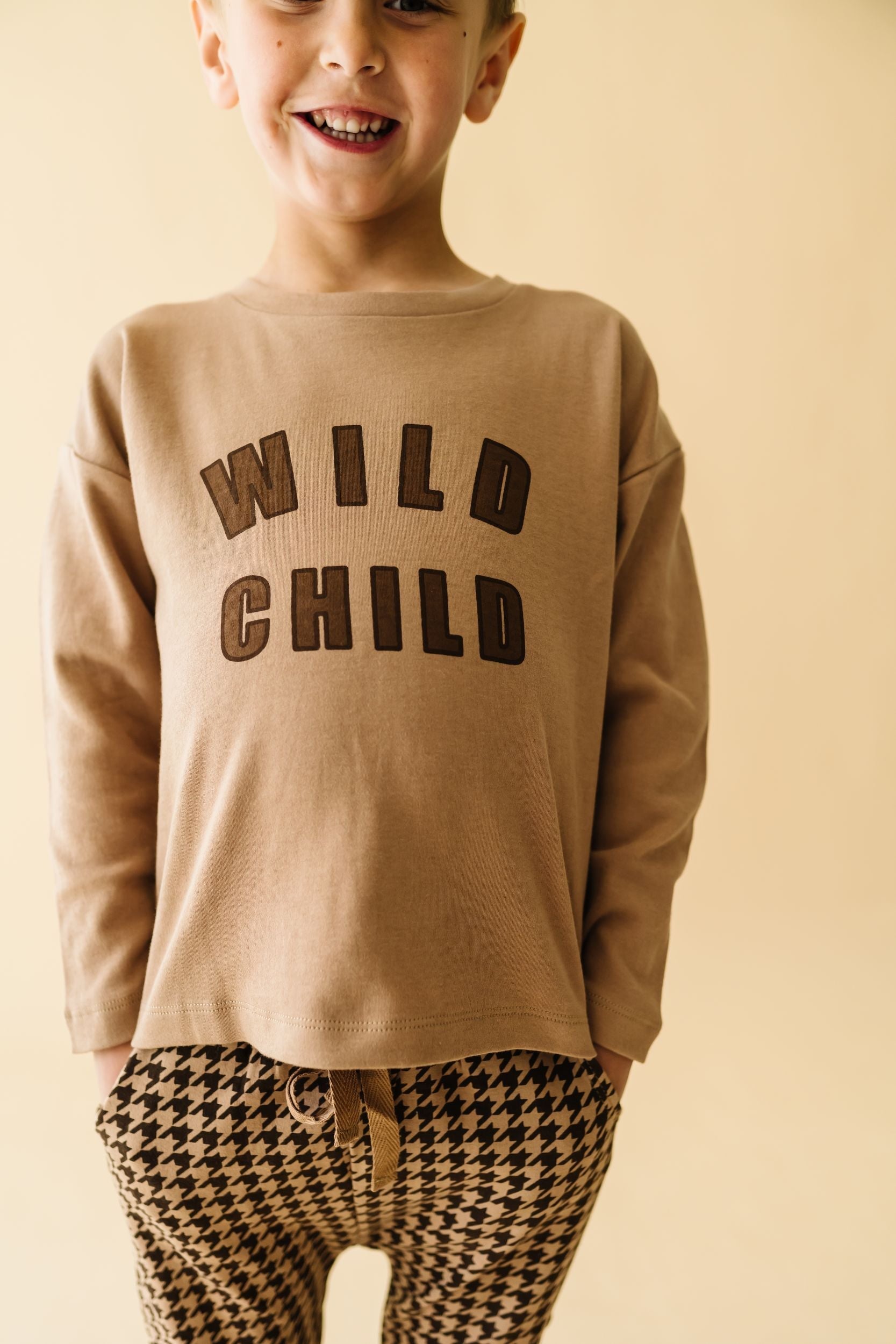 Organic Long Sleeve Tee & Pant Set - Wild Child Placement Tee