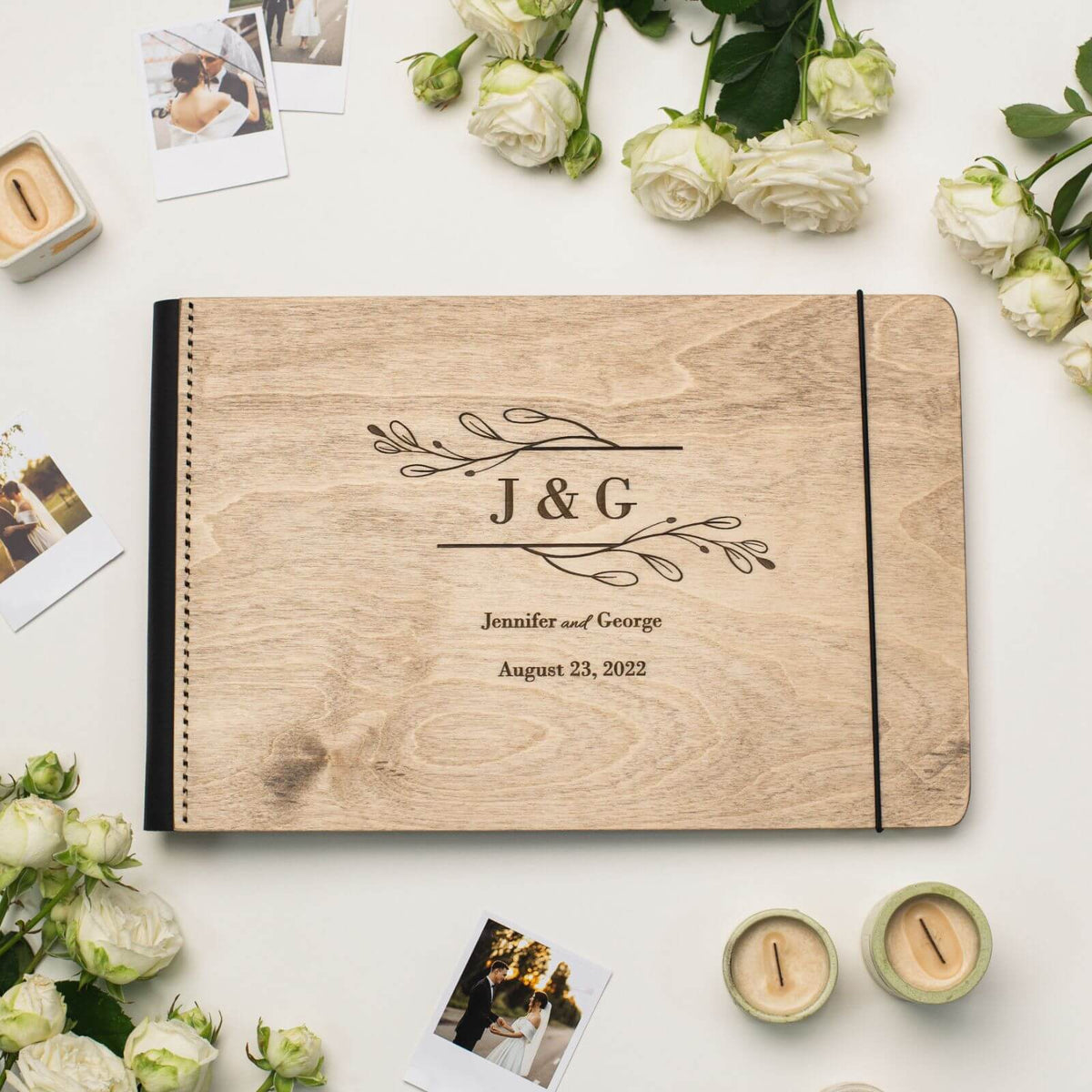 Wooden Album With Leather - Twigs (horizontal)