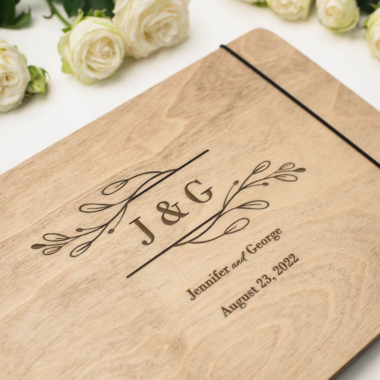 Wooden Album With Leather - Twigs (horizontal)